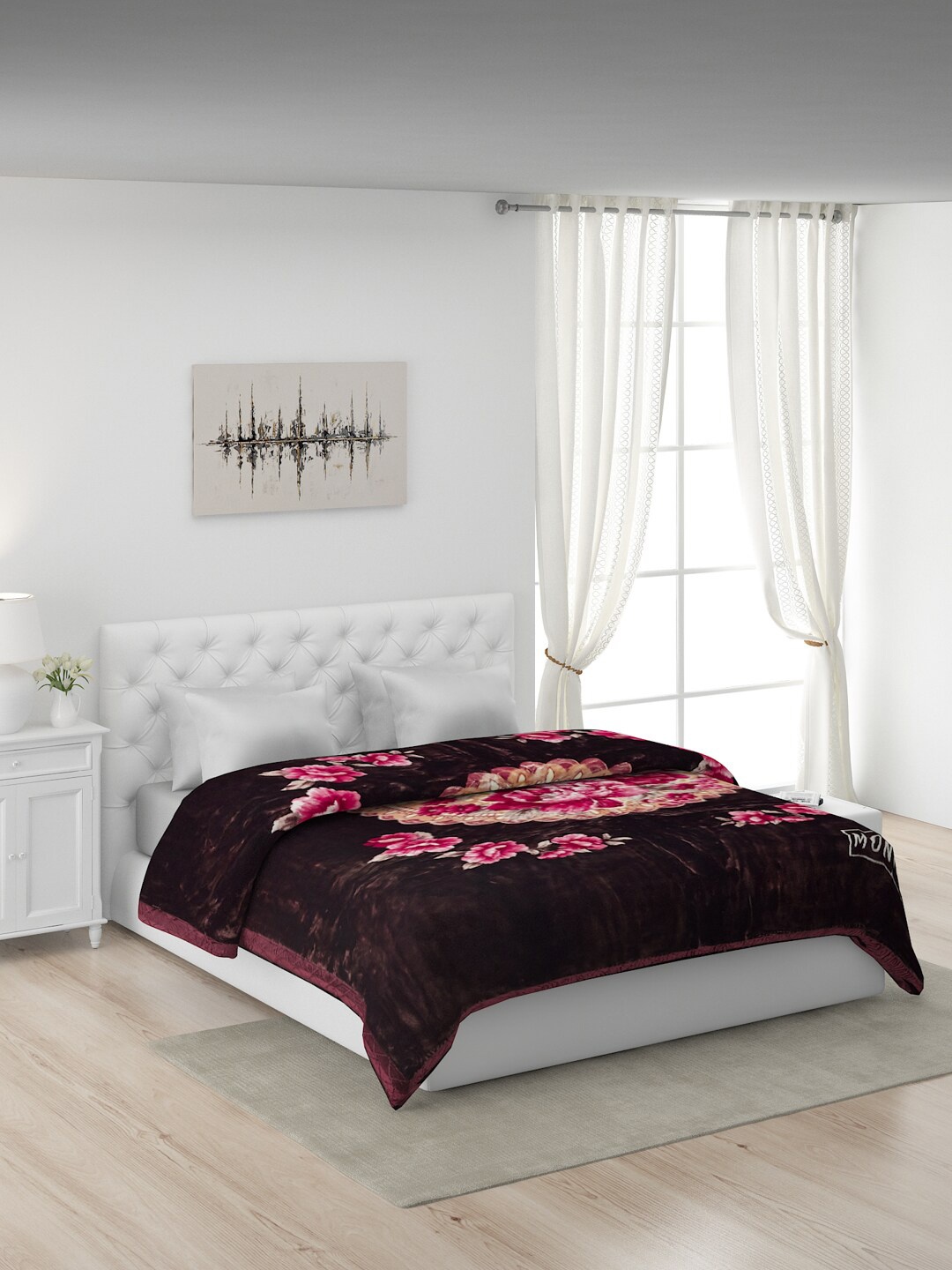 

Monte Carlo Brown Floral Heavy Winter 4500 GSM Double Bed Blanket