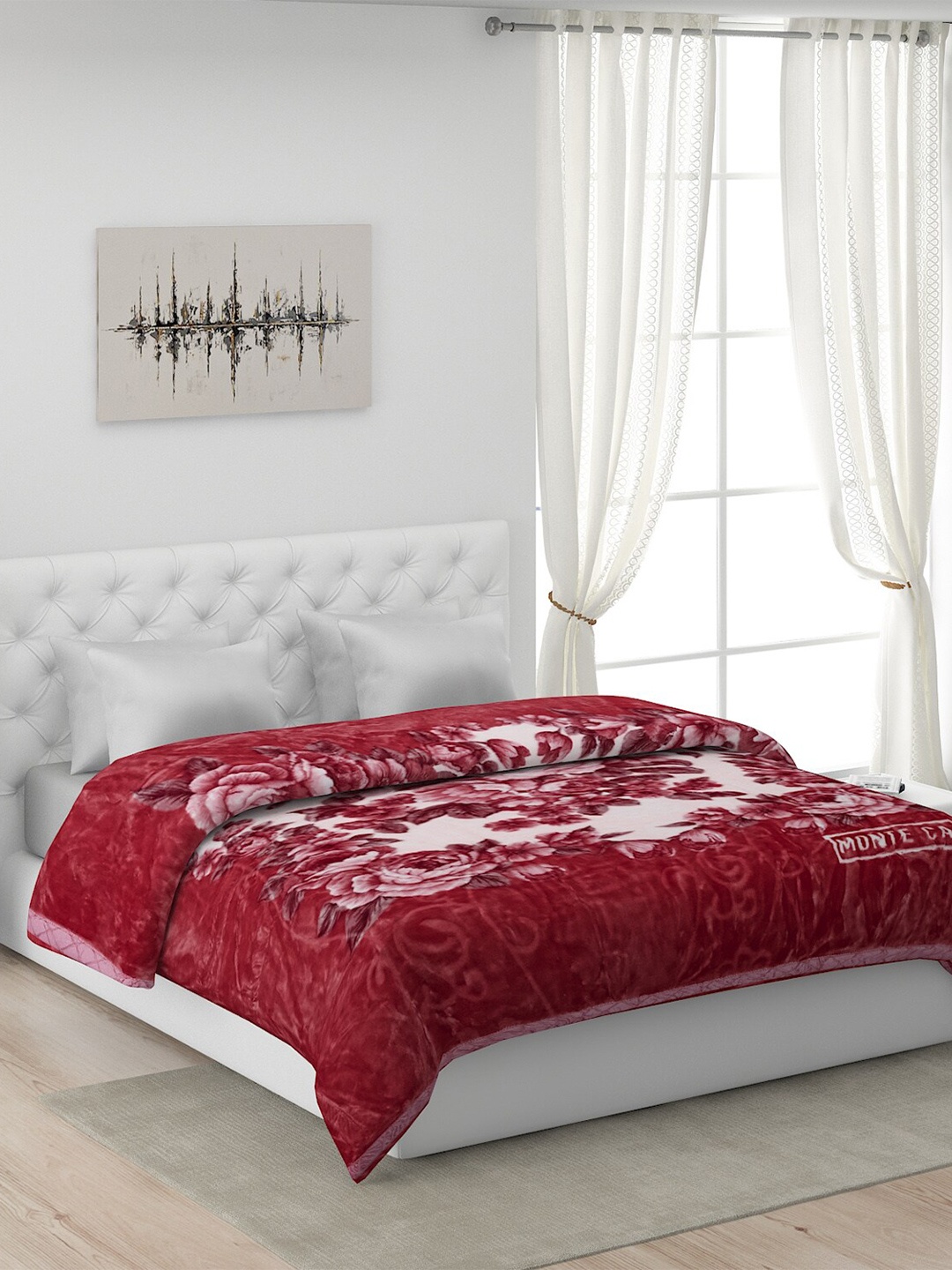 

Monte Carlo Red & White Floral 4000 GSM Heavy Winter Double Bed Blanket