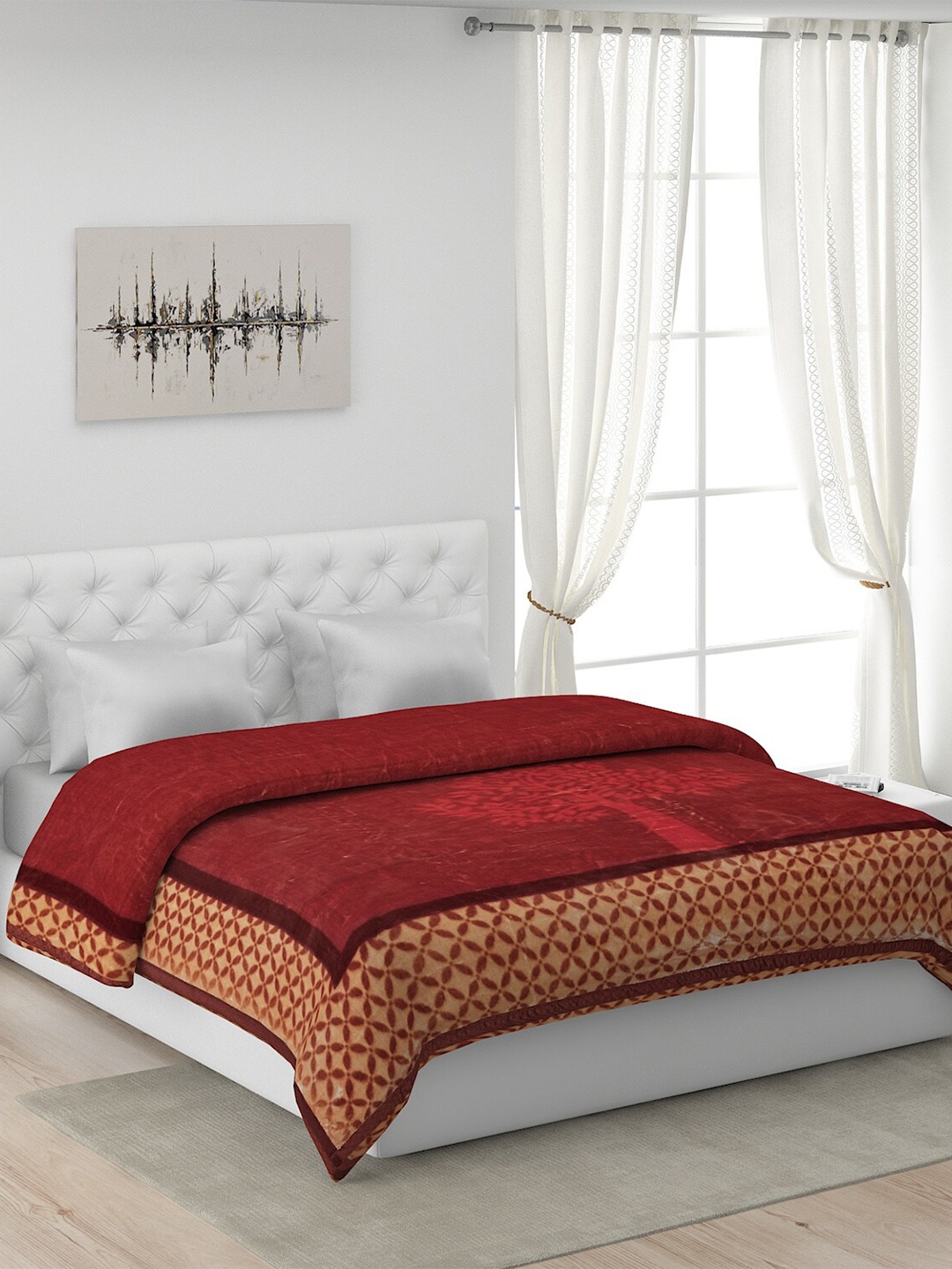 

Monte Carlo Maroon Floral 5000 GSM Heavy Winter Double Bed Blanket