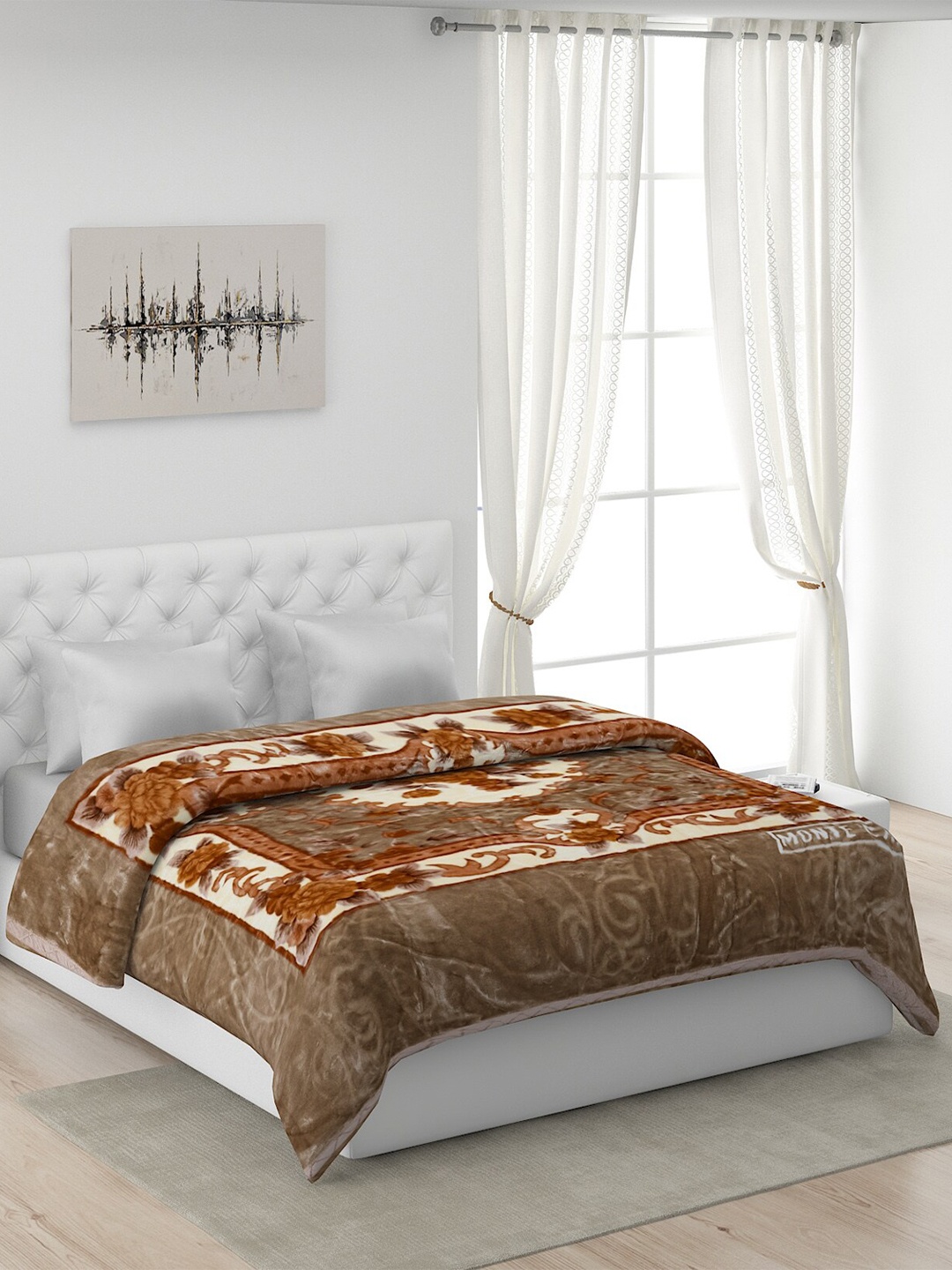 

Monte Carlo Brown Ethnic Motifs Heavy Winter 4000 GSM Double Bed Blanket