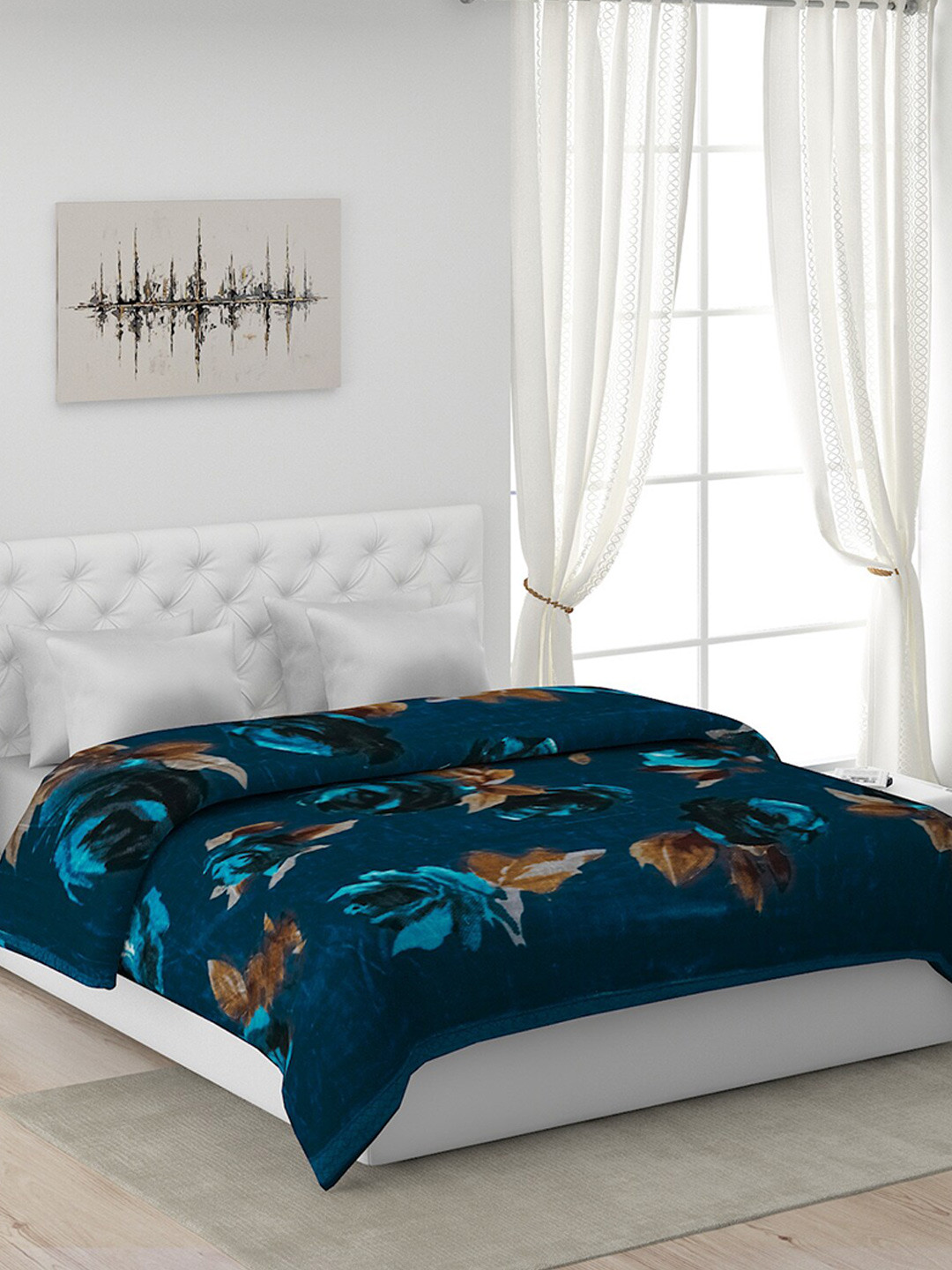 

Monte Carlo Navy Blue Floral Heavy Winter Double Bed Blanket