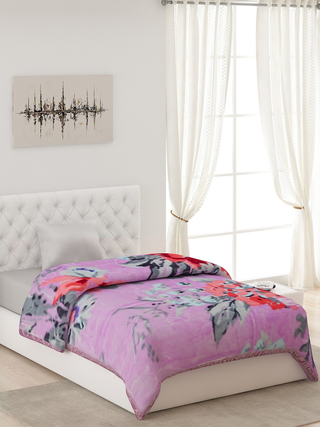

Monte Carlo Purple & Red Floral 4000 GSM Heavy Winter Single Bed Blanket
