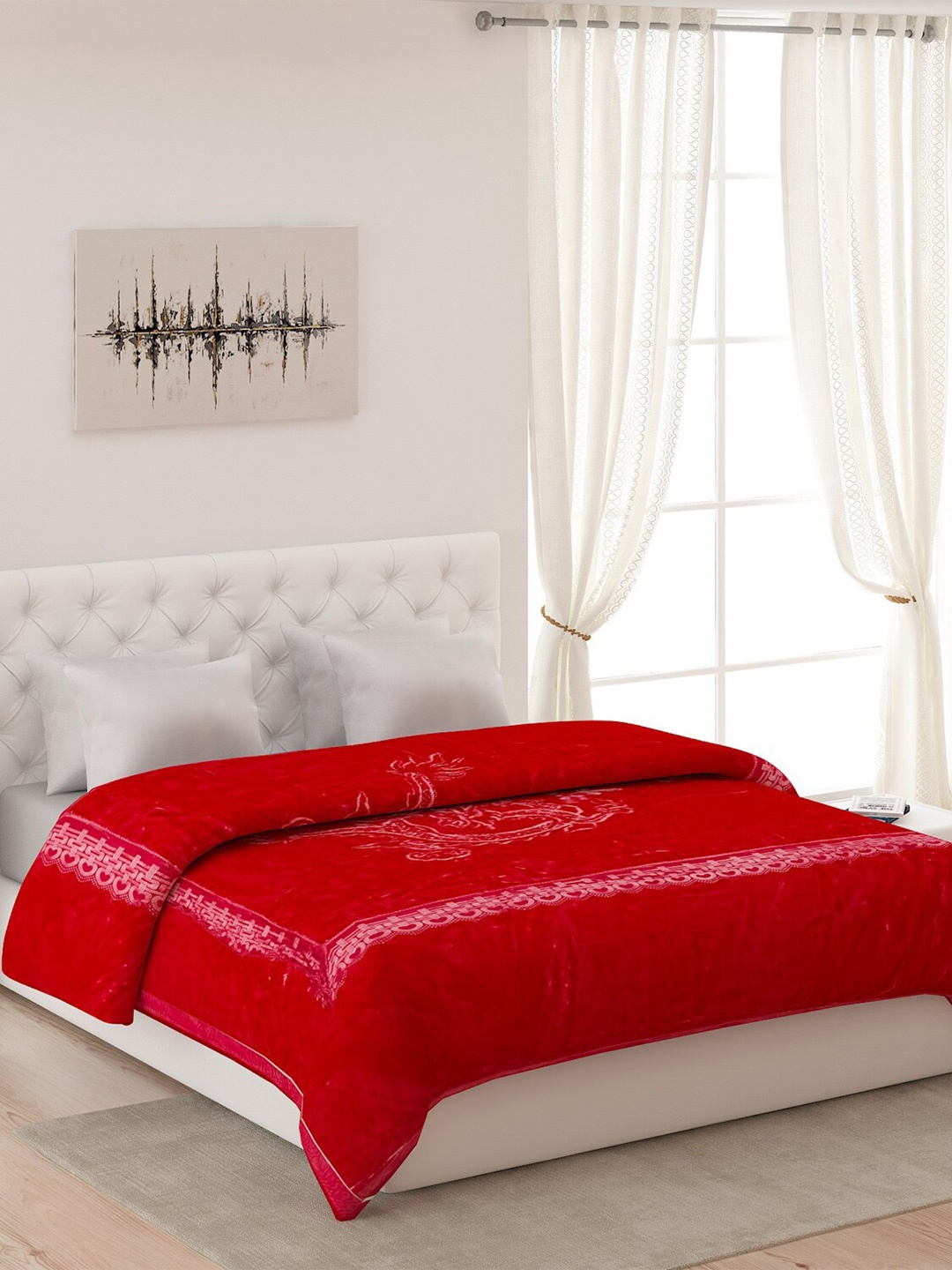

Monte Carlo Red Floral Heavy Winter 5000 GSM Double Bed Blanket