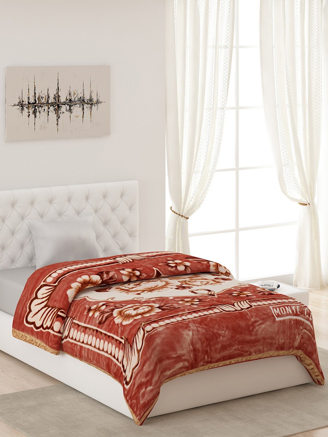 

Monte Carlo Coffee Brown Floral Heavy Winter Single Bed Blanket