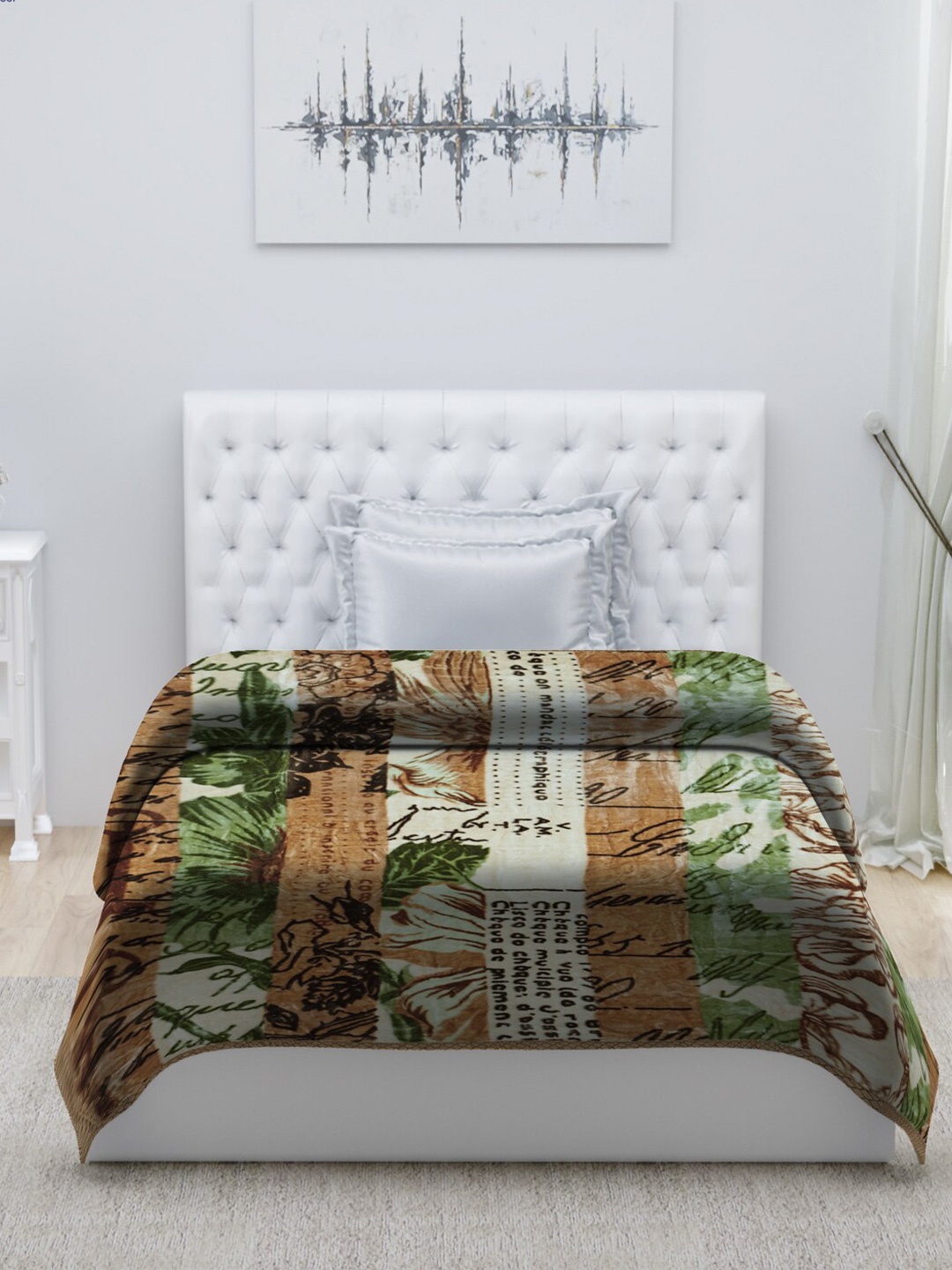 

Monte Carlo Green & Brown Printed Heavy Winter Single Bed Blanket
