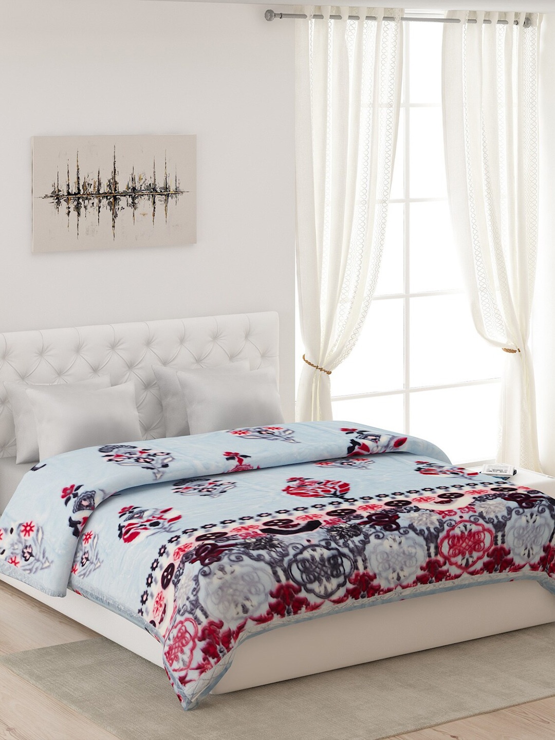 

Monte Carlo Blue & Pink Floral Heavy Winter Double Bed Blanket