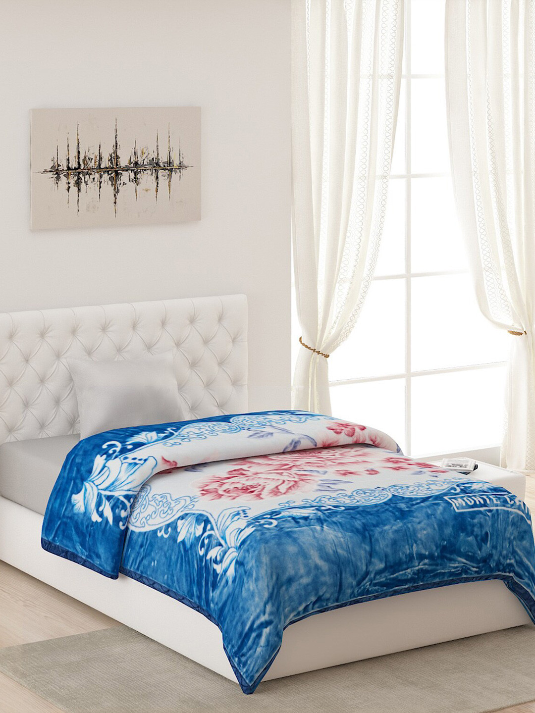 

Monte Carlo Blue & Pink Floral Heavy Winter Single Bed Blanket