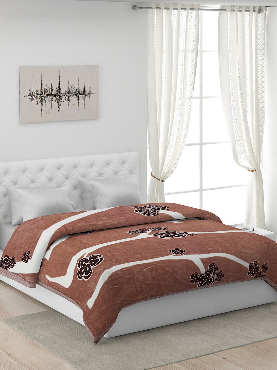 

Monte Carlo Brown Floral 5250 GSM Heavy Winter Double Bed Blanket