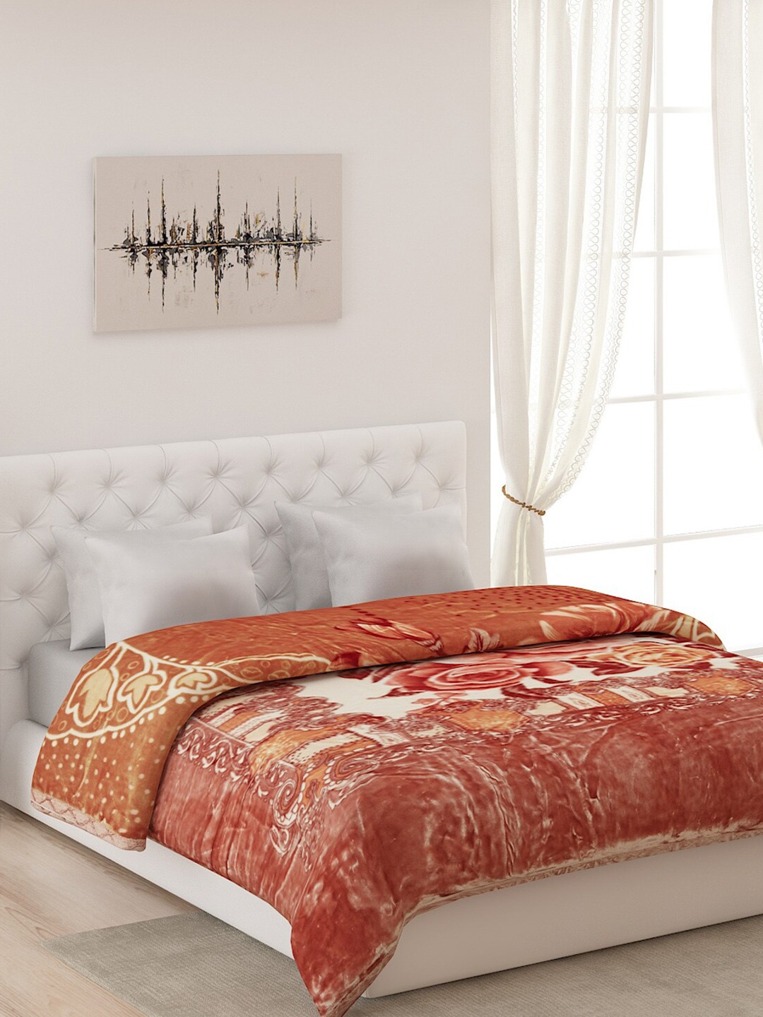 

Monte Carlo Brown Floral Heavy Winter 3500 GSM Double Bed Blanket