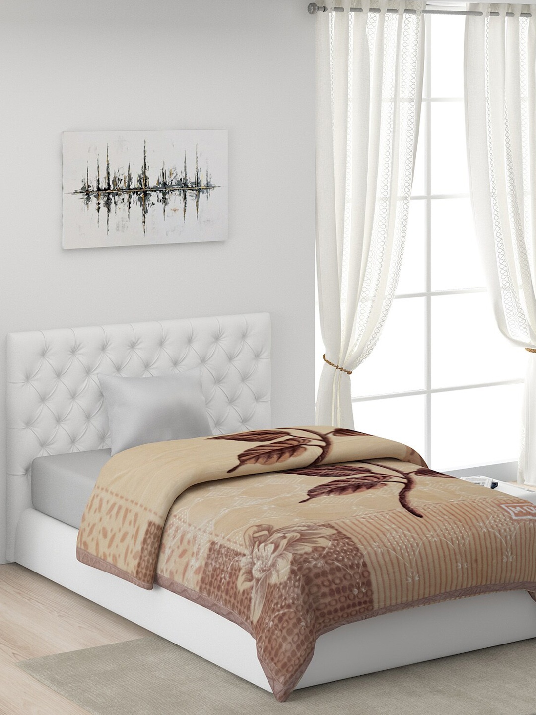 

Monte Carlo Brown & Pink Floral Heavy Winter 4000 GSM Single Bed Blanket