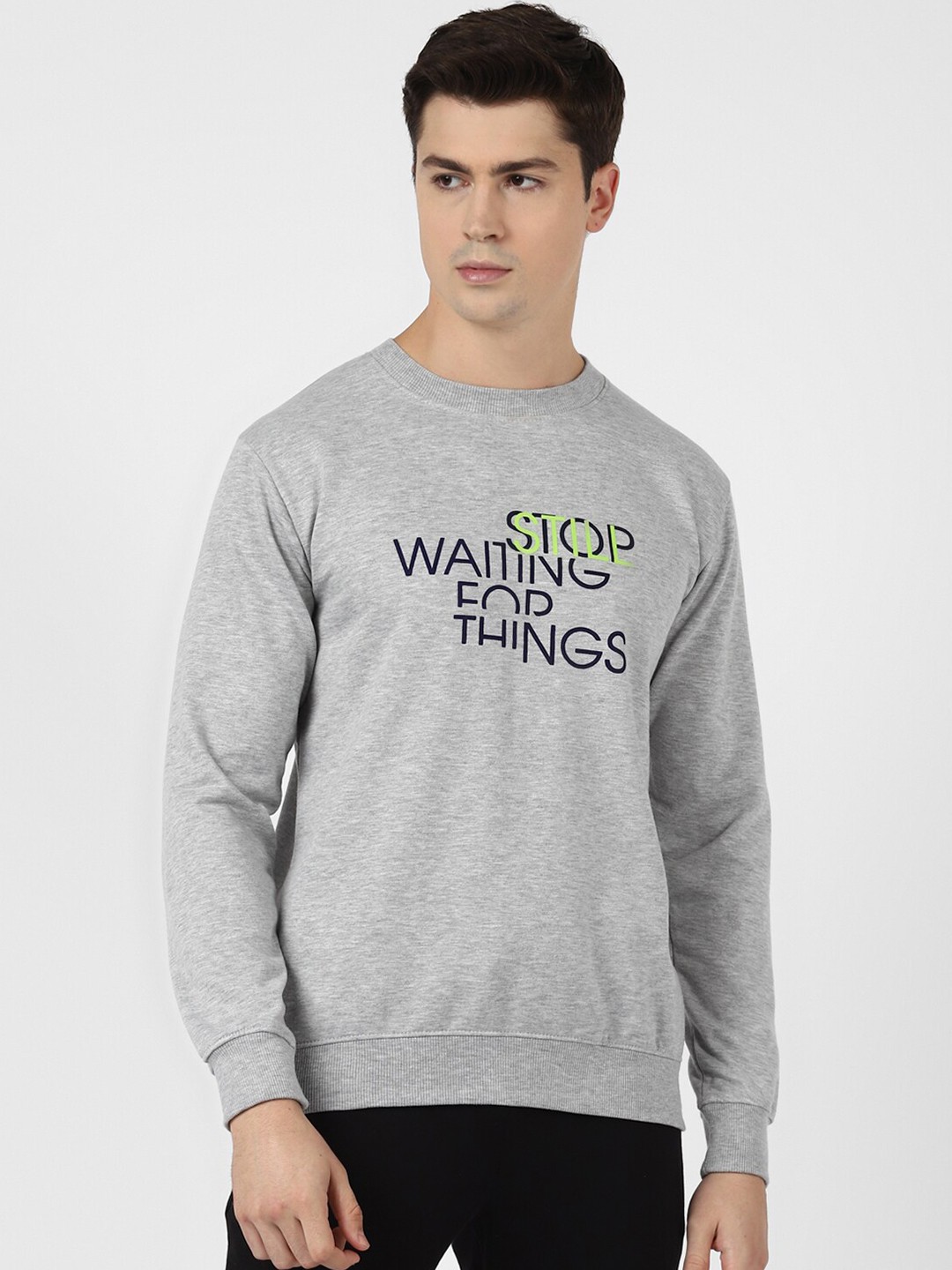 

UrbanMark Typography Printed Sweatshirt, Grey melange
