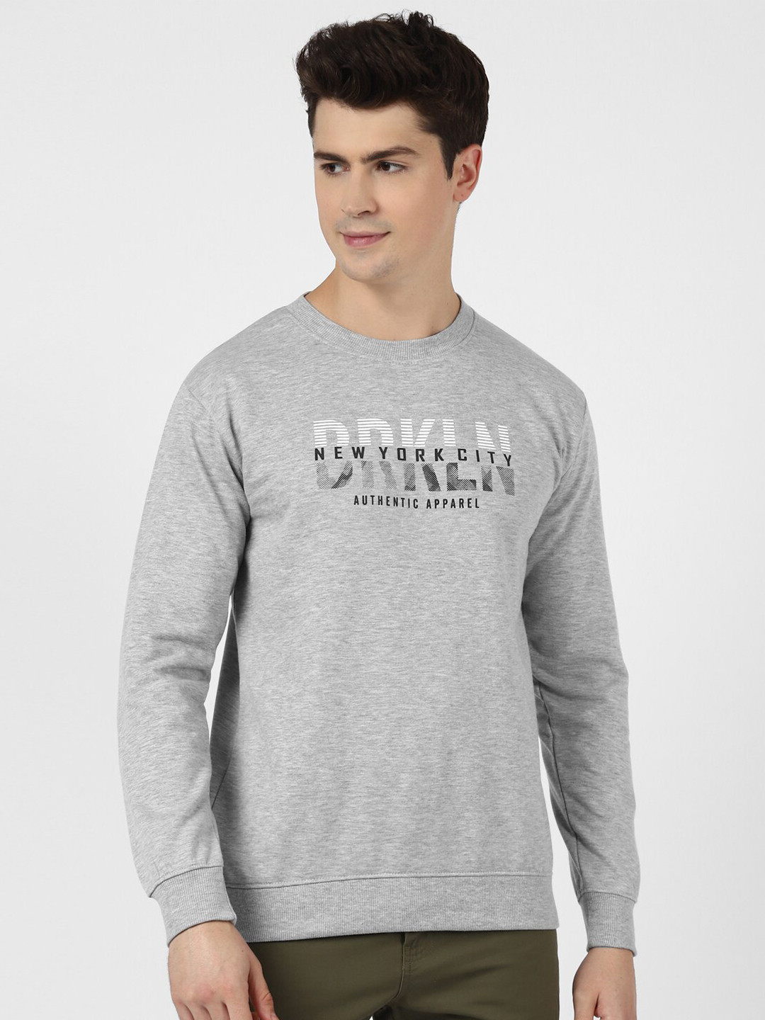 

UrbanMark Typography Printed Sweatshirt, Grey melange
