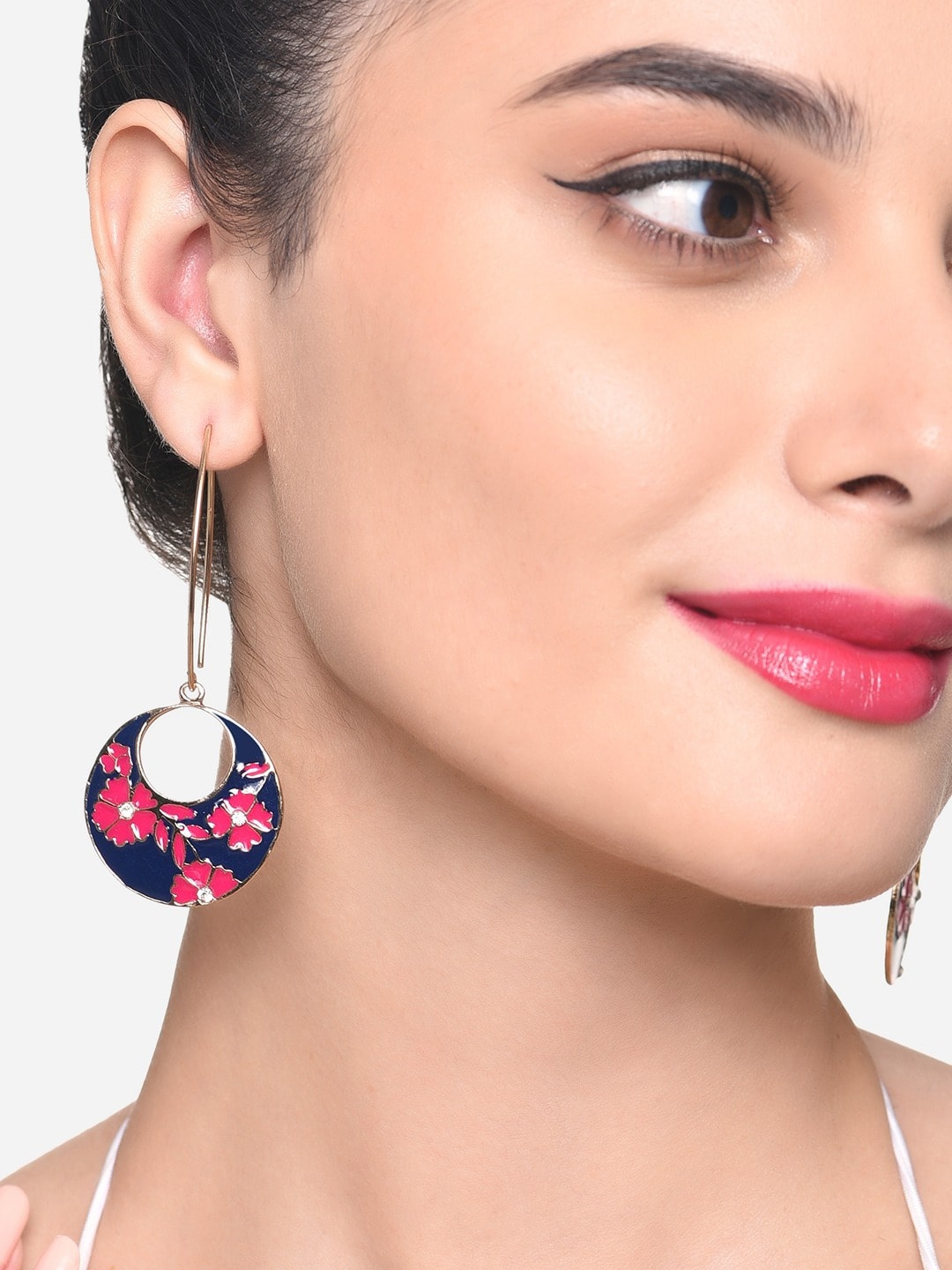 

Zaveri Pearls Gold-Plated Contemporary Drop Earrings, Pink