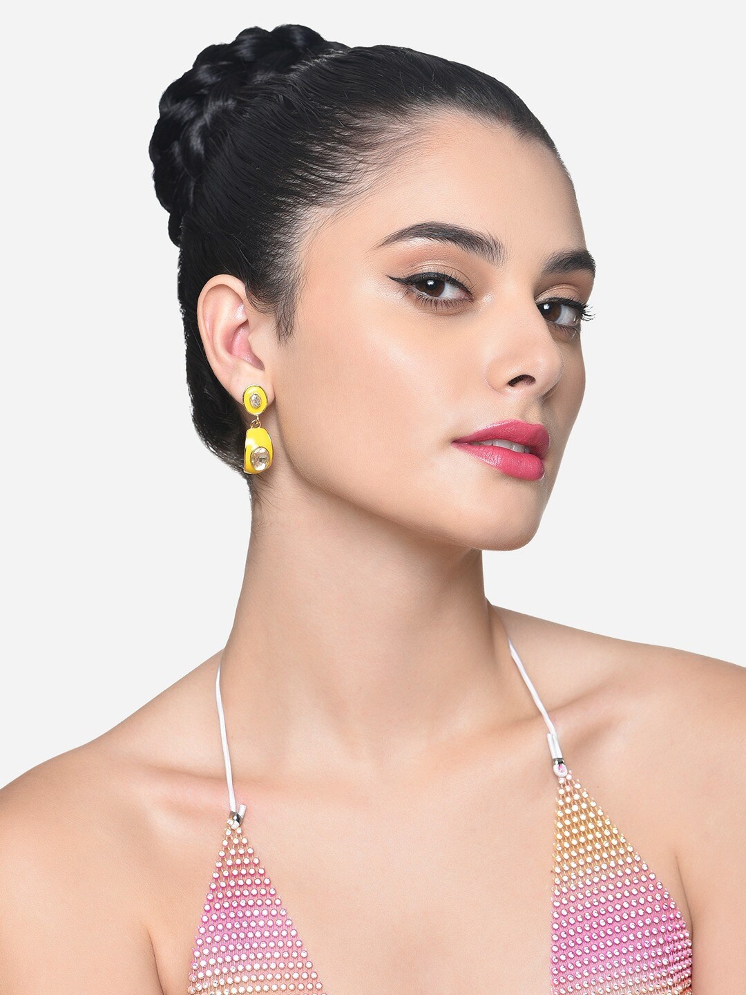 

Zaveri Pearls Gold-Plated Contemporary Drop Earrings, Yellow