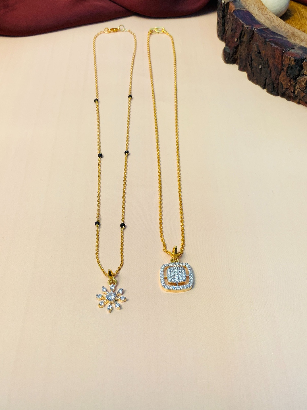 

ABDESIGNS Set Of 2 Gold-plated Ad-studded Mangalsutra