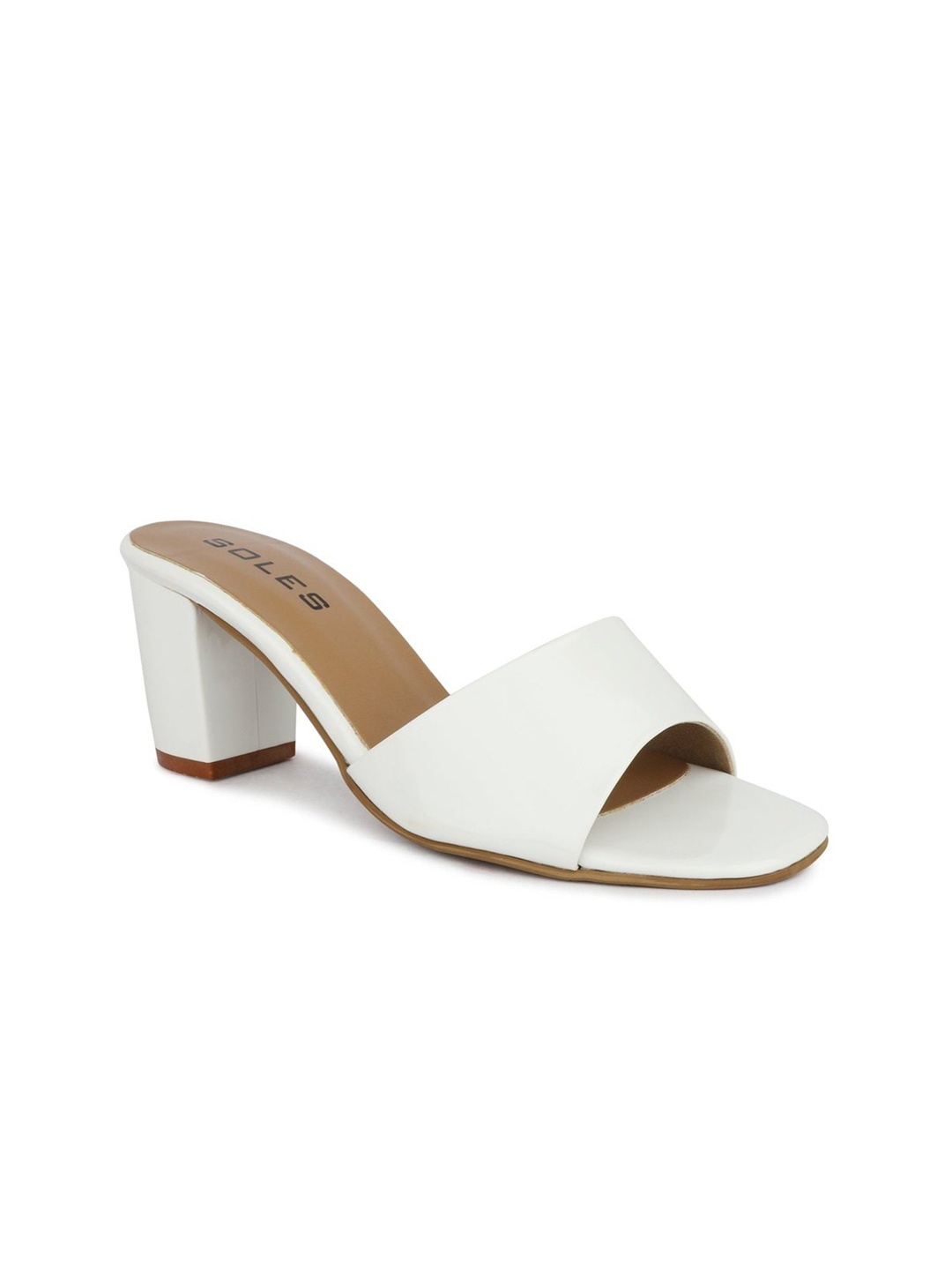 

SOLES Open Toe Block Heels, White