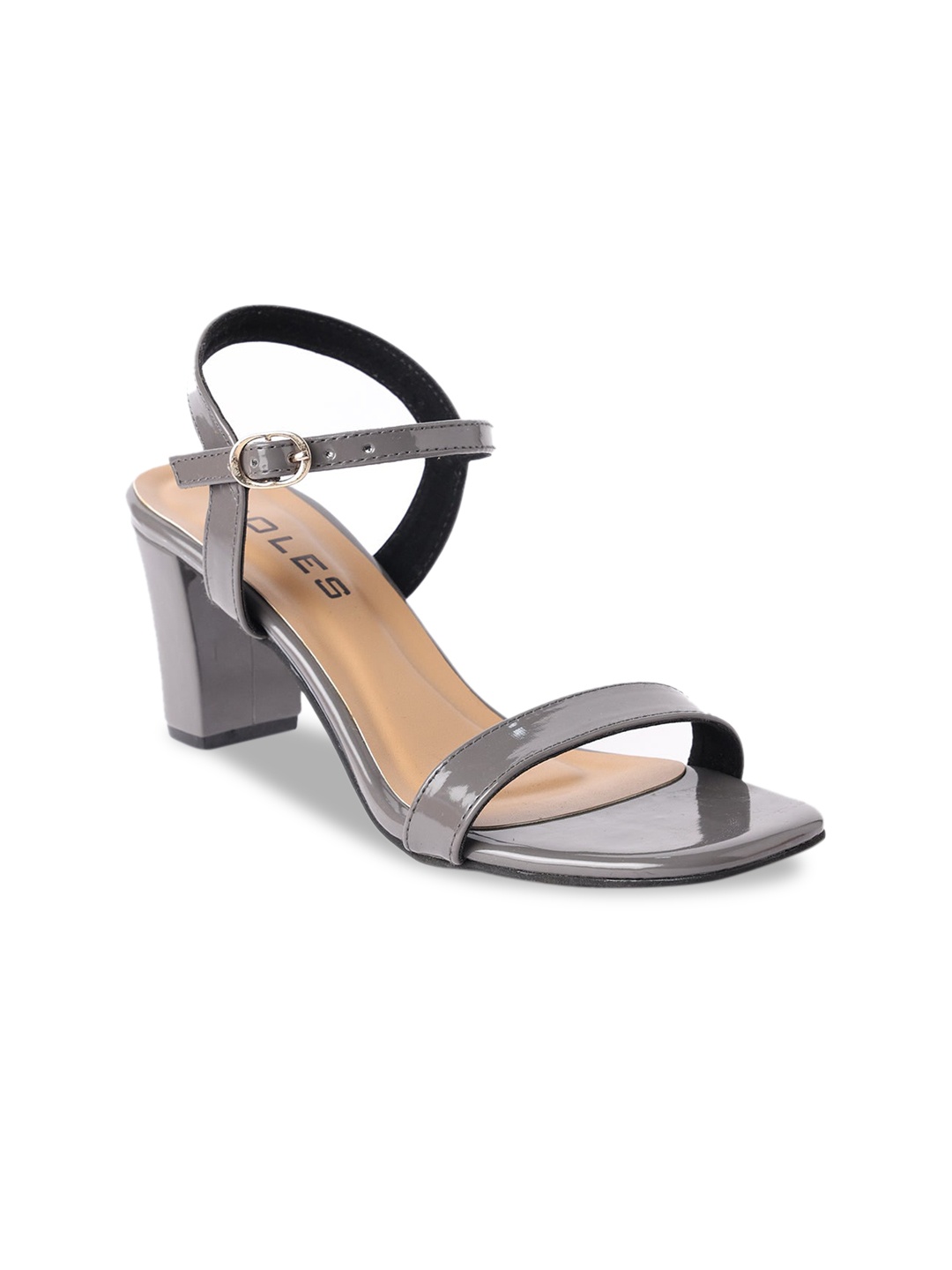 

SOLES Open Toe Block Heels, Grey