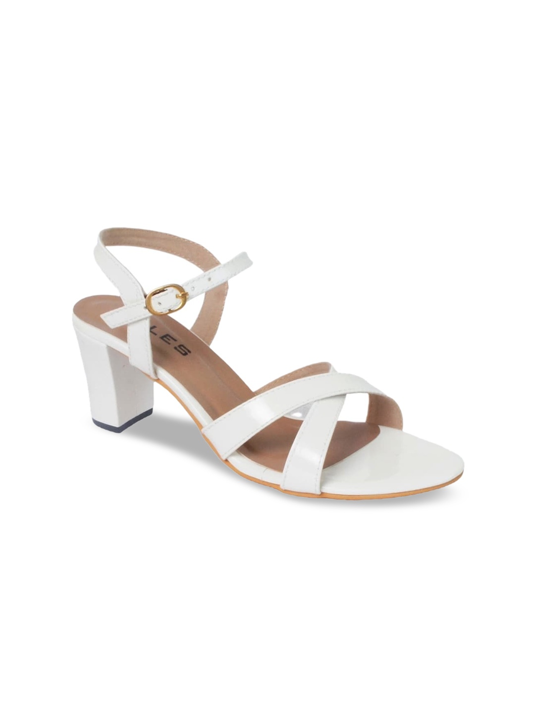 

SOLES Open Toe Block Heels, White