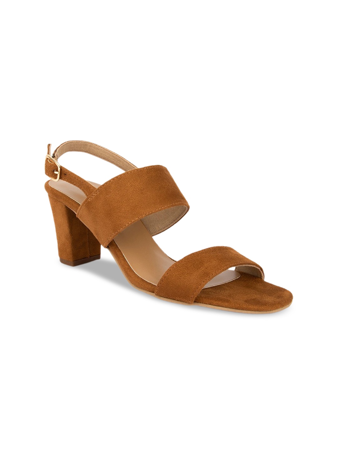 

SOLES Open Toe Block Heels, Tan