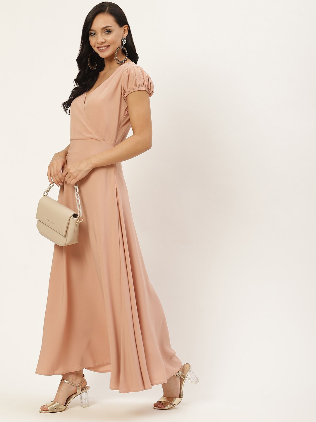 

Chemistry V-Neck Puff Sleeves Maxi Dress, Pink