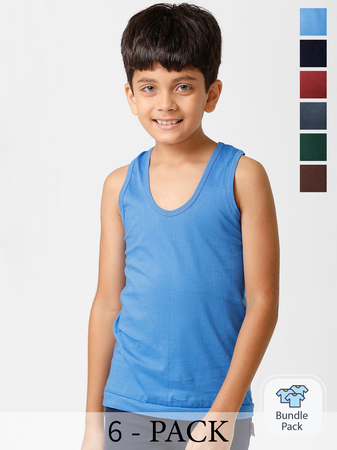 

Ramraj Boys Pack Of 6 Assorted Cotton Innerwear Vests