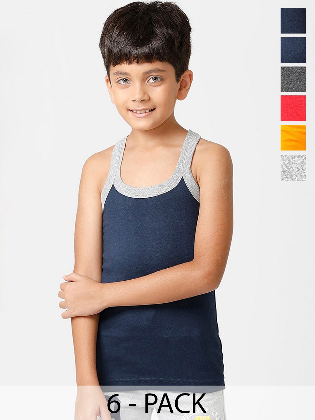 

Ramraj Boys Pack Of 6 Assorted Cotton Innerwear Vests