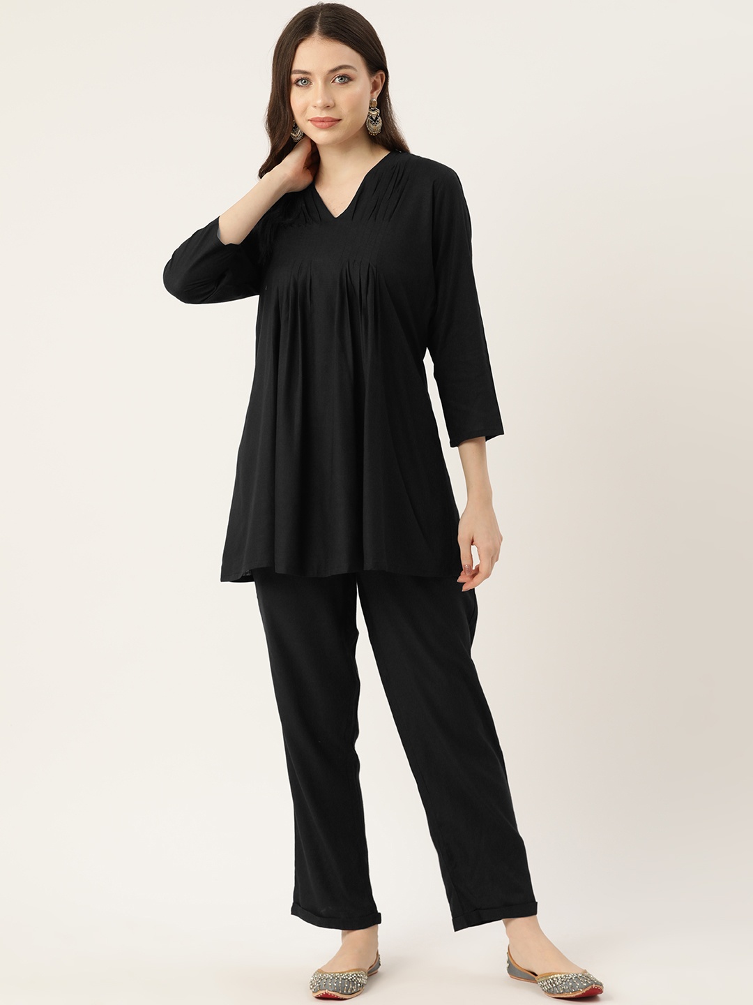 

MISRI Solid Ethnic Co-Ords, Black