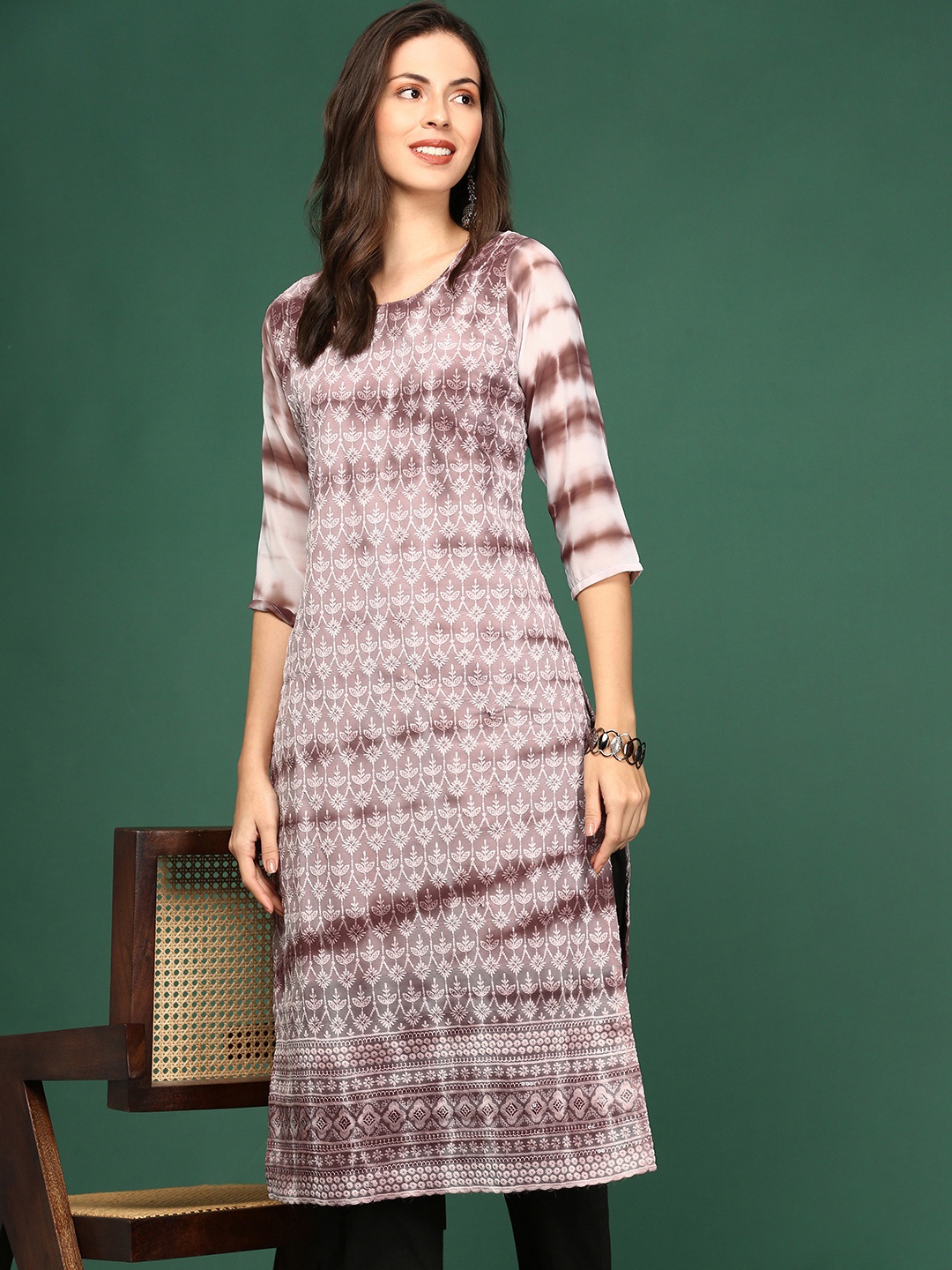 

SHOWOFF Ethnic Motifs Printed Kurta, Mauve