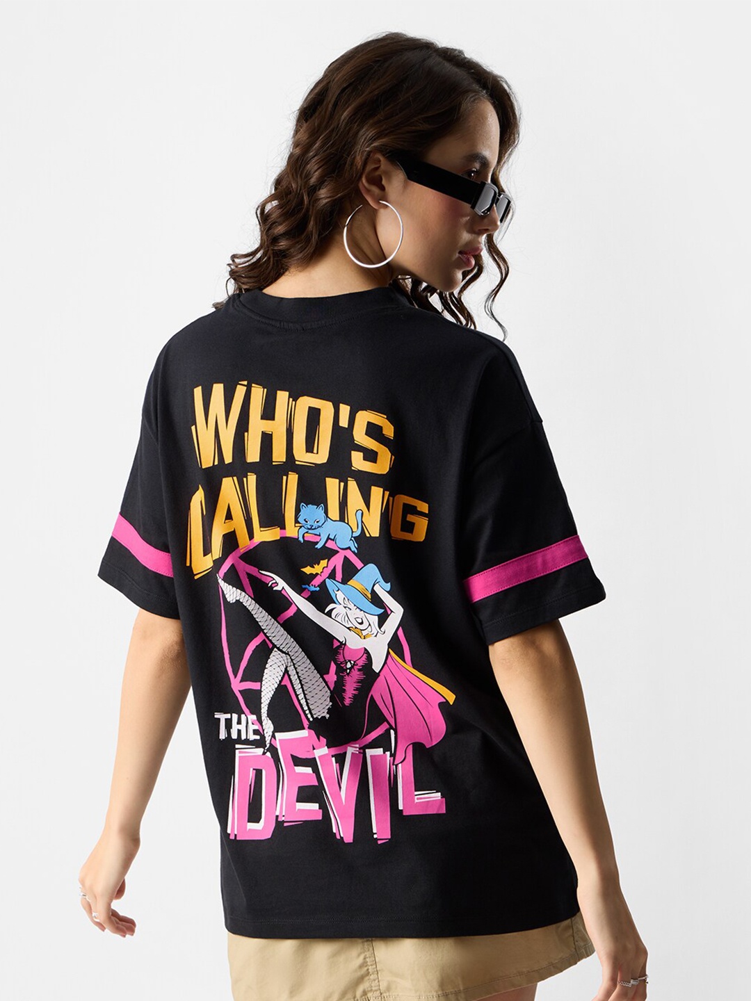 

The Souled Store Typography Printed Oversized Pure Cotton T-shirt, Black
