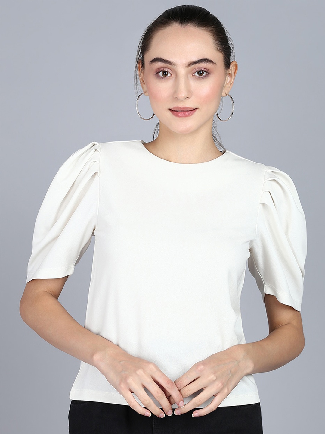 

Mast & Harbour Puff Sleeves Regular Top, White