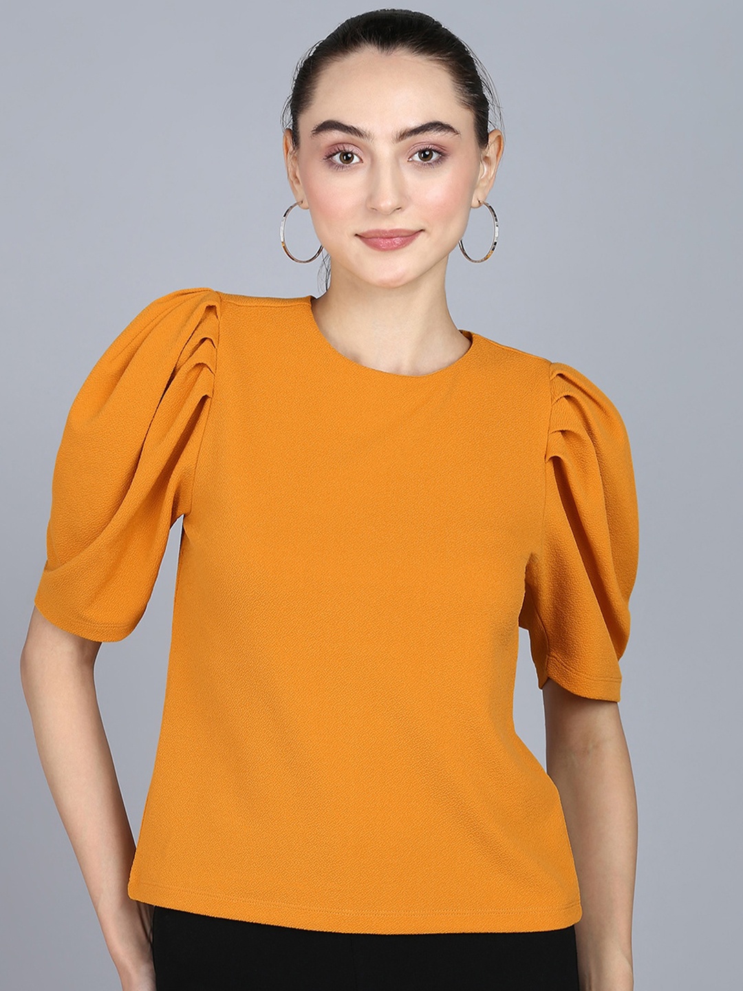 

Mast & Harbour Puff Sleeves Regular Top, Yellow