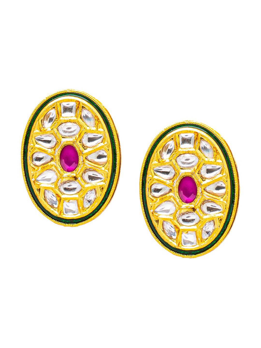 

Shining Jewel - By Shivansh Gold-Plated Oval Studs Earrings