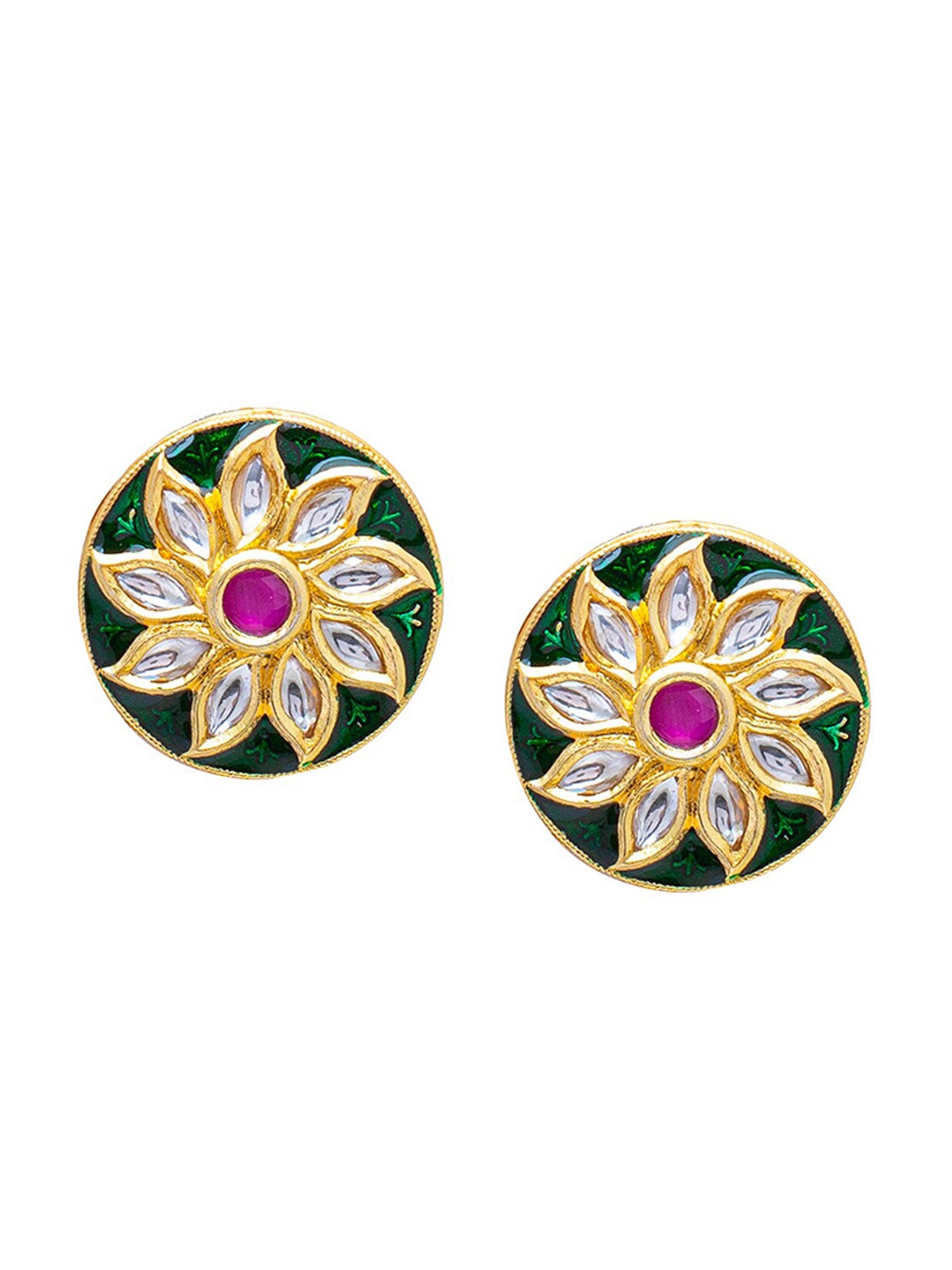 

Shining Jewel - By Shivansh Gold Plated Flower Design Kundan Studded Studs Earrings