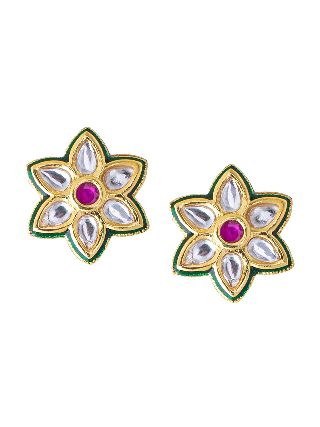 

Shining Jewel - By Shivansh Gold Plated Flower Design Kundan Studded Studs Earrings