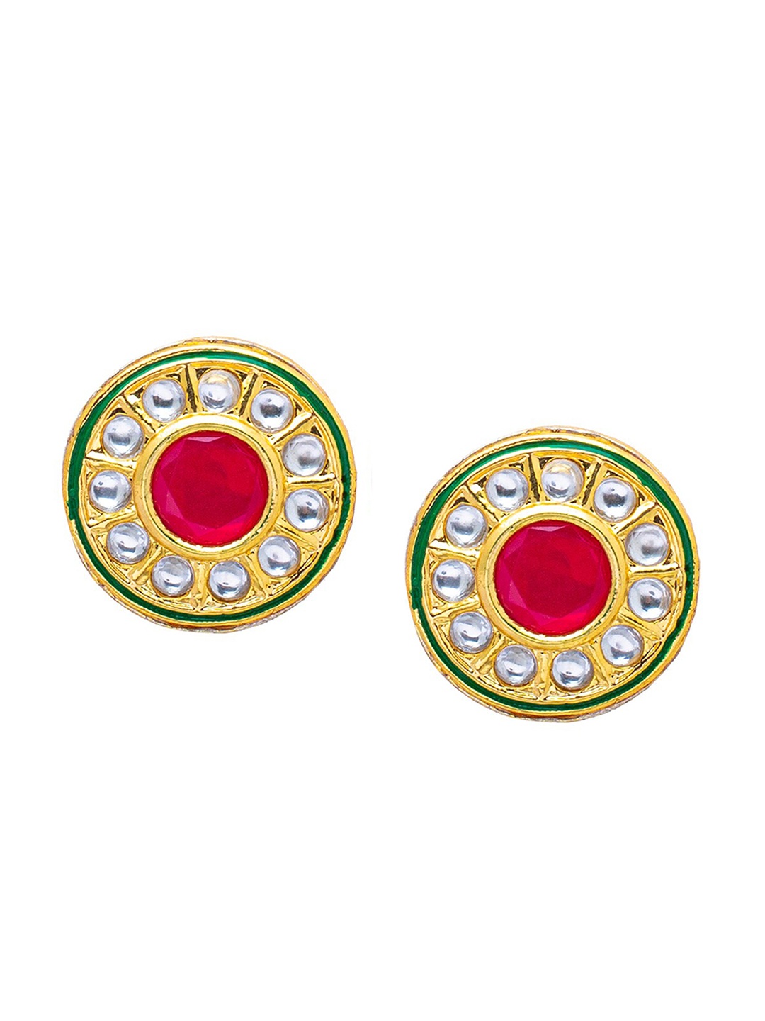 

Shining Jewel - By Shivansh Gold Plated Circular Kundan Studded Studs Earrings