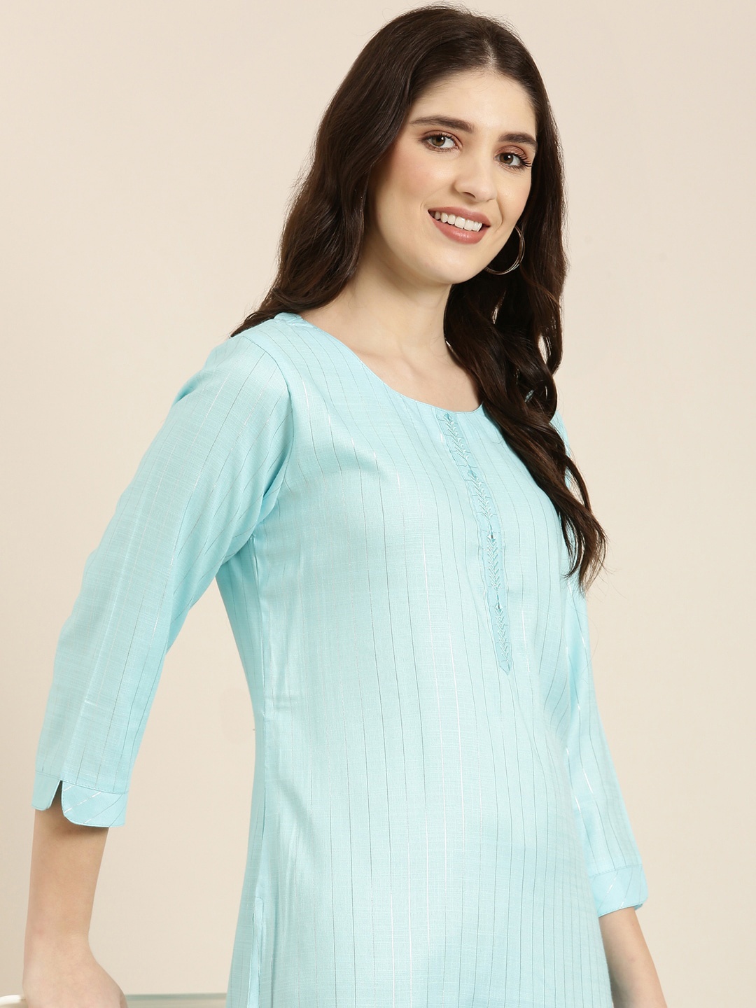 

SHOWOFF Striped Straight Kurta, Blue