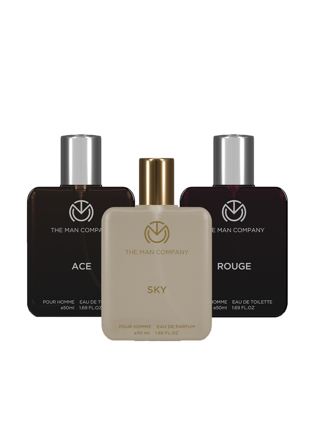 

THE MAN COMPANY Set Of 3 Luxury Perfume EDP- Sky - Ace -Rogue - 50ml Each, Black