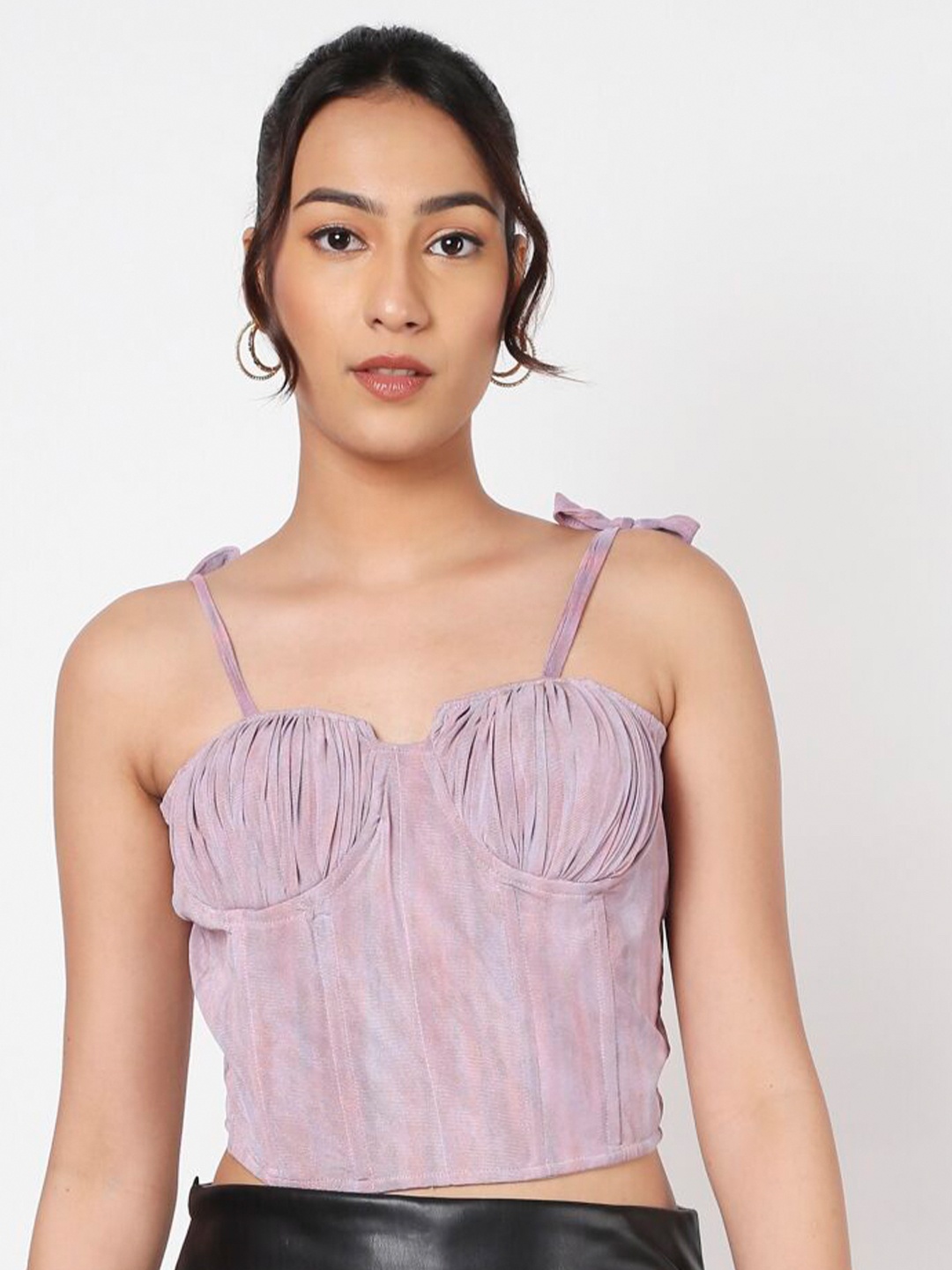 

LIYOKKI Shoulder Straps Sleeveless Crop Top, Purple