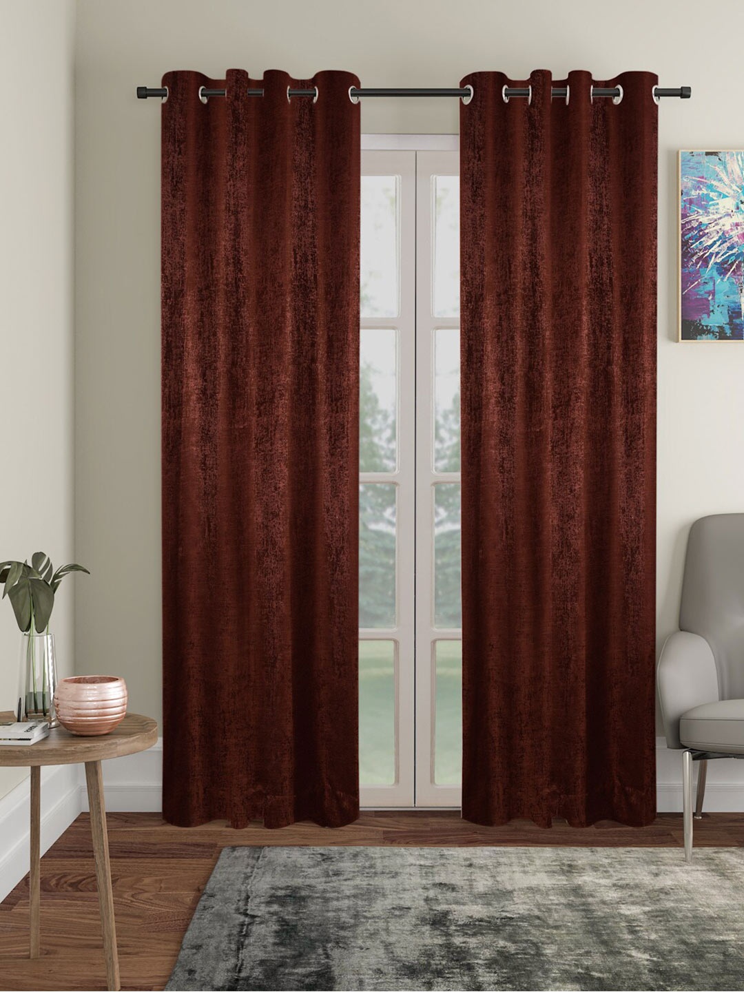 

SOKNACK Coffee Brown 2 Pieces Black Out Door Curtains