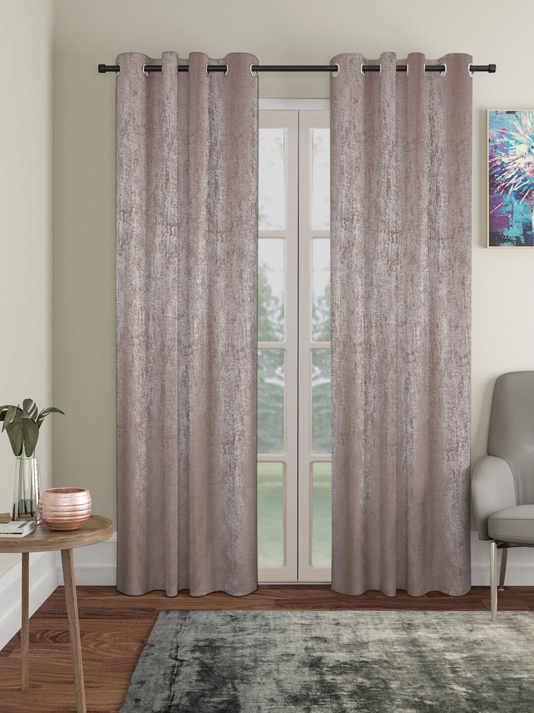

SOKNACK Brown 2 Pieces Black Out Long Door Curtains