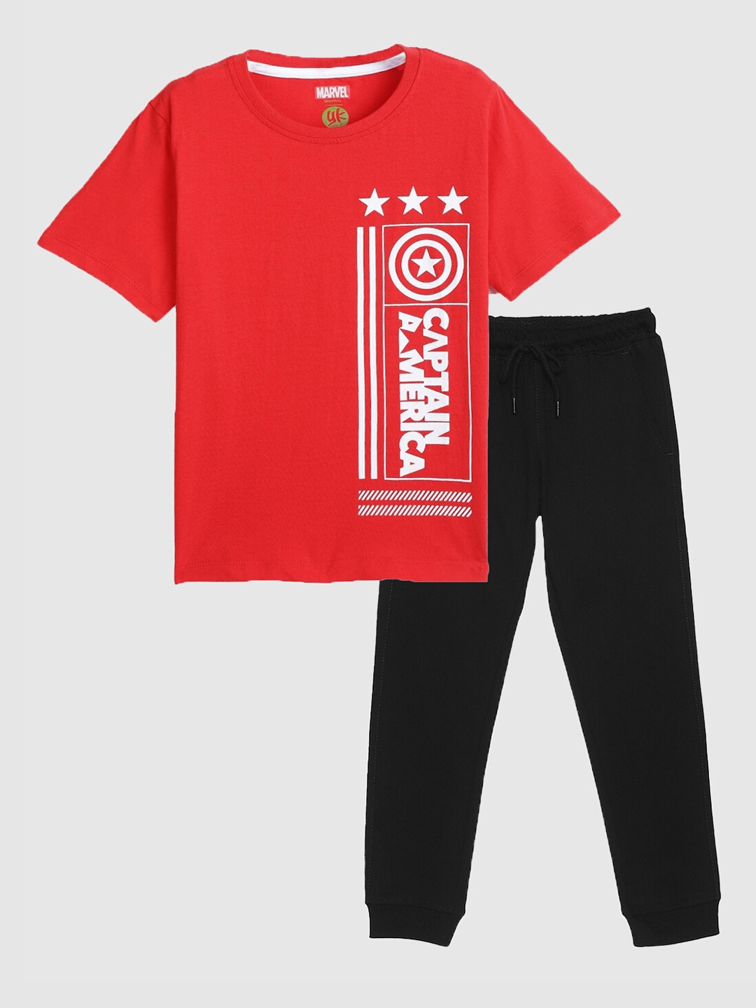 

YK Marvel Boys Captain America Printed T-shirt With Trousers, Red