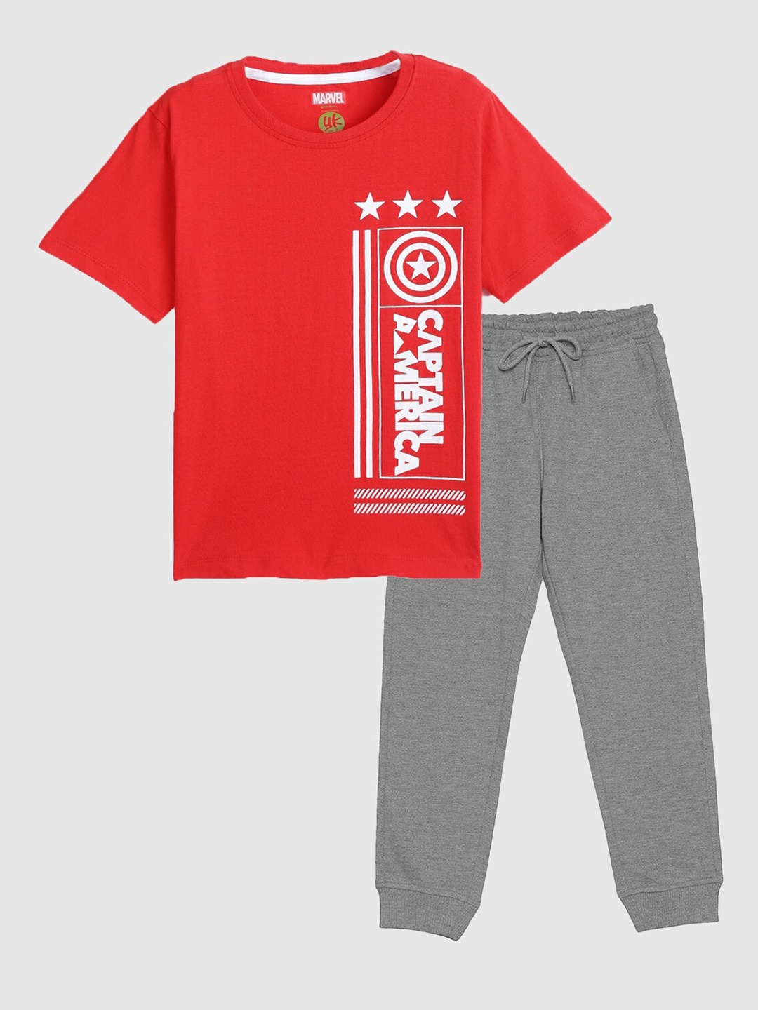 

YK Marvel Boys Captain America Printed T-shirt with Joggers, Red