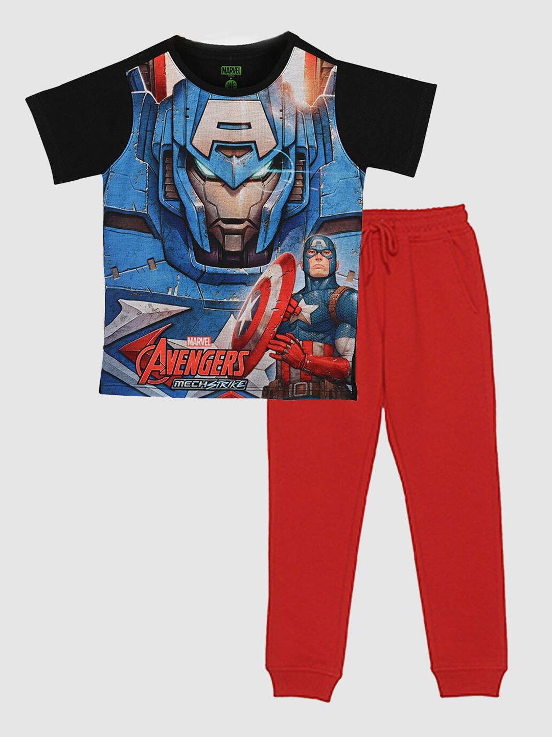 

YK Marvel Boys Avengers Printed T-shirt with Joggers, Black