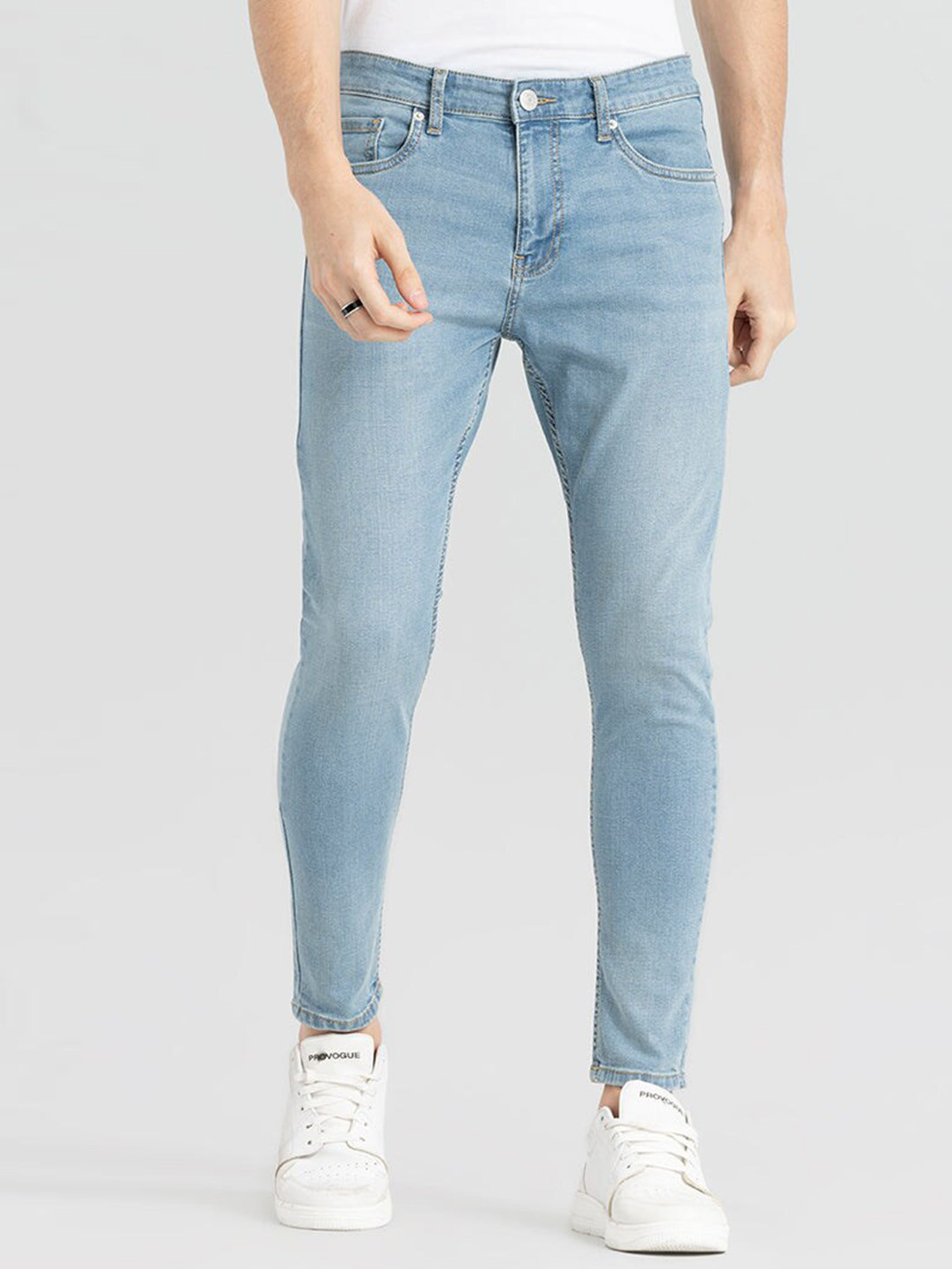 

Snitch Men Skinny Fit Mildly Distressed Stretchable Jeans, Blue