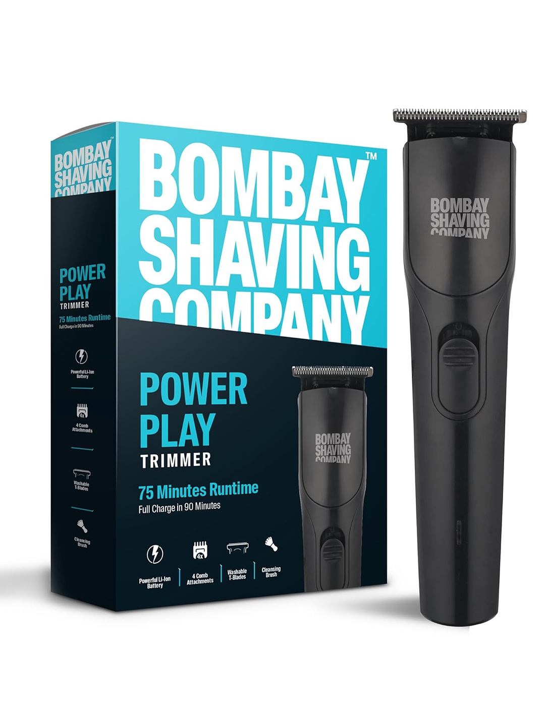

Bombay Shaving Company Men Power Play Trimmer with 75min Runtime & 5 Length Settings, Black