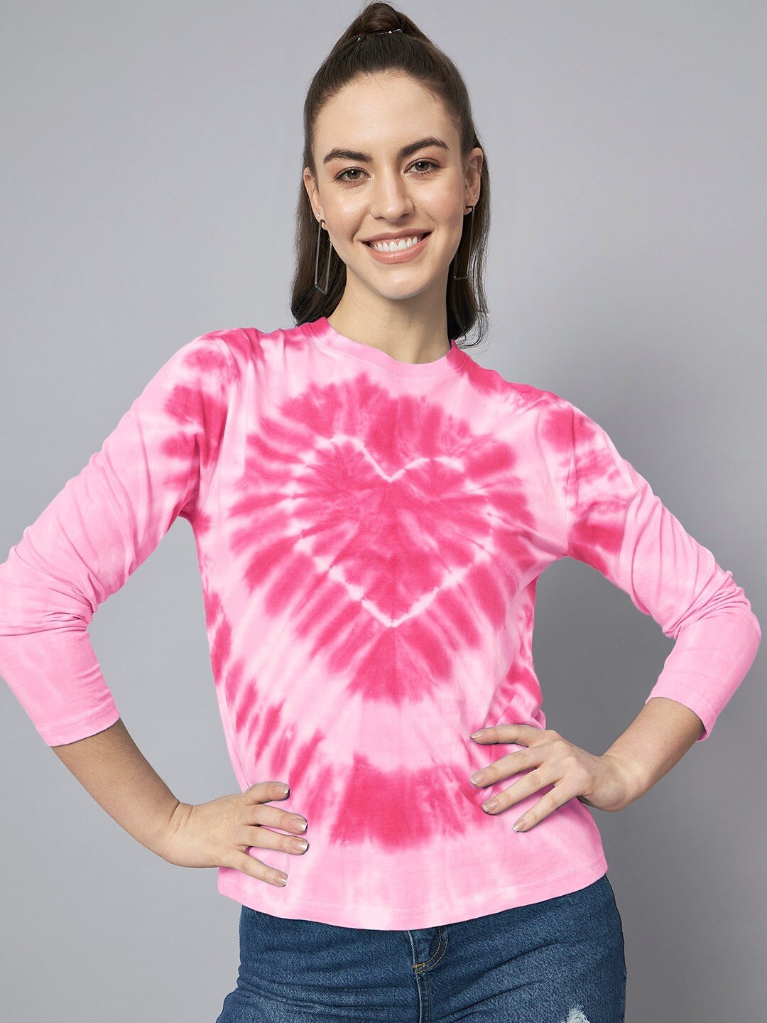

The Dry State Tie & Dye Printed Oversized Cotton T-shirt, Pink