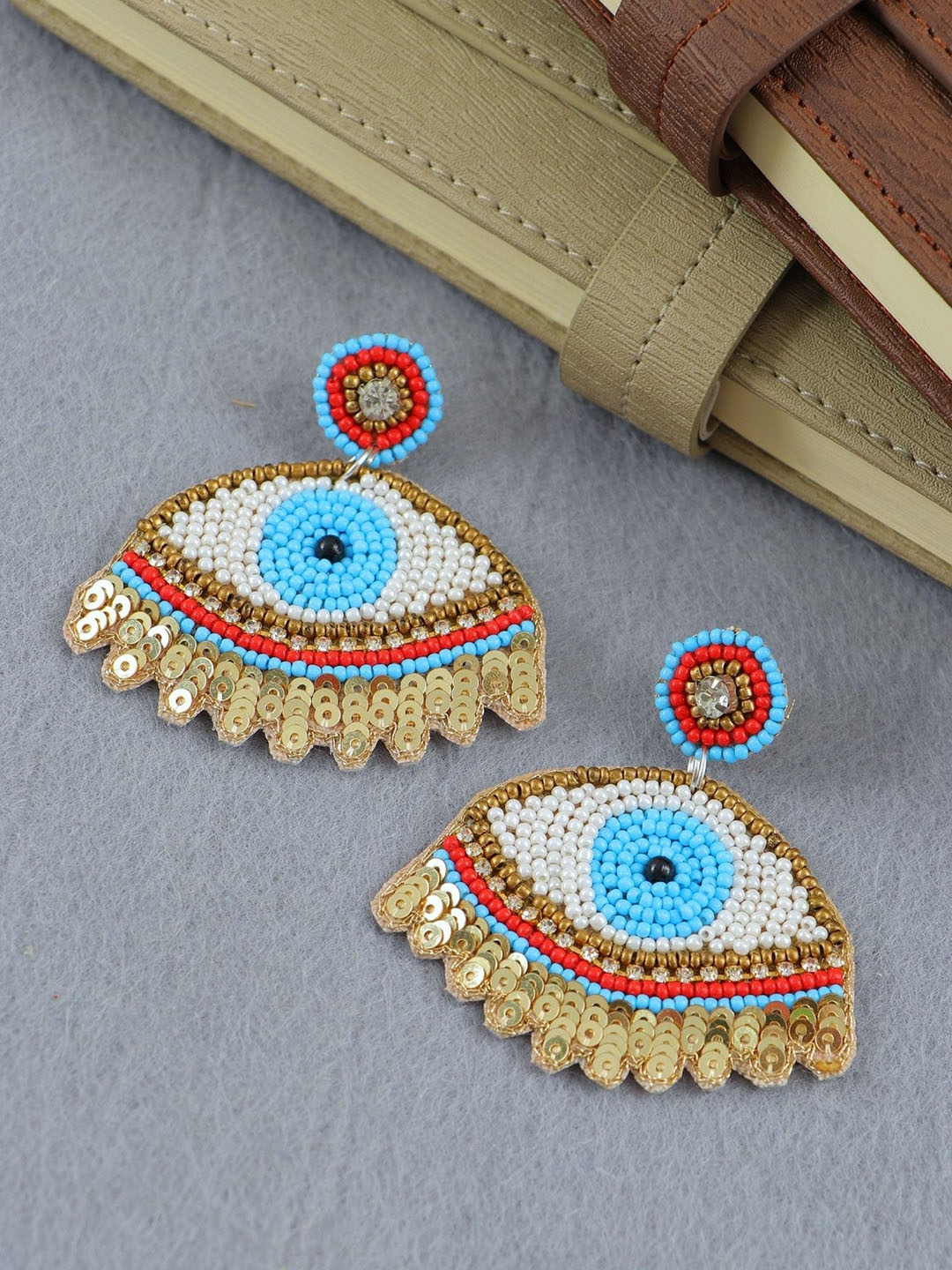 

Crunchy Fashion Beaded Contemporary Drop Earrings, Gold