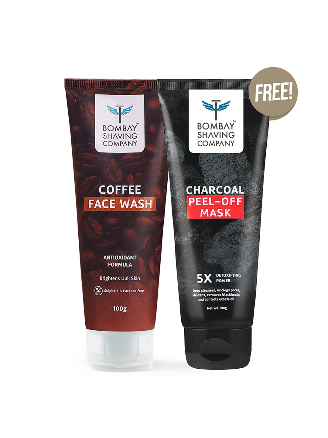 

Bombay Shaving Company Set of Coffee Face Wash & Charcoal Peel Off Mask - 100 g each, Black