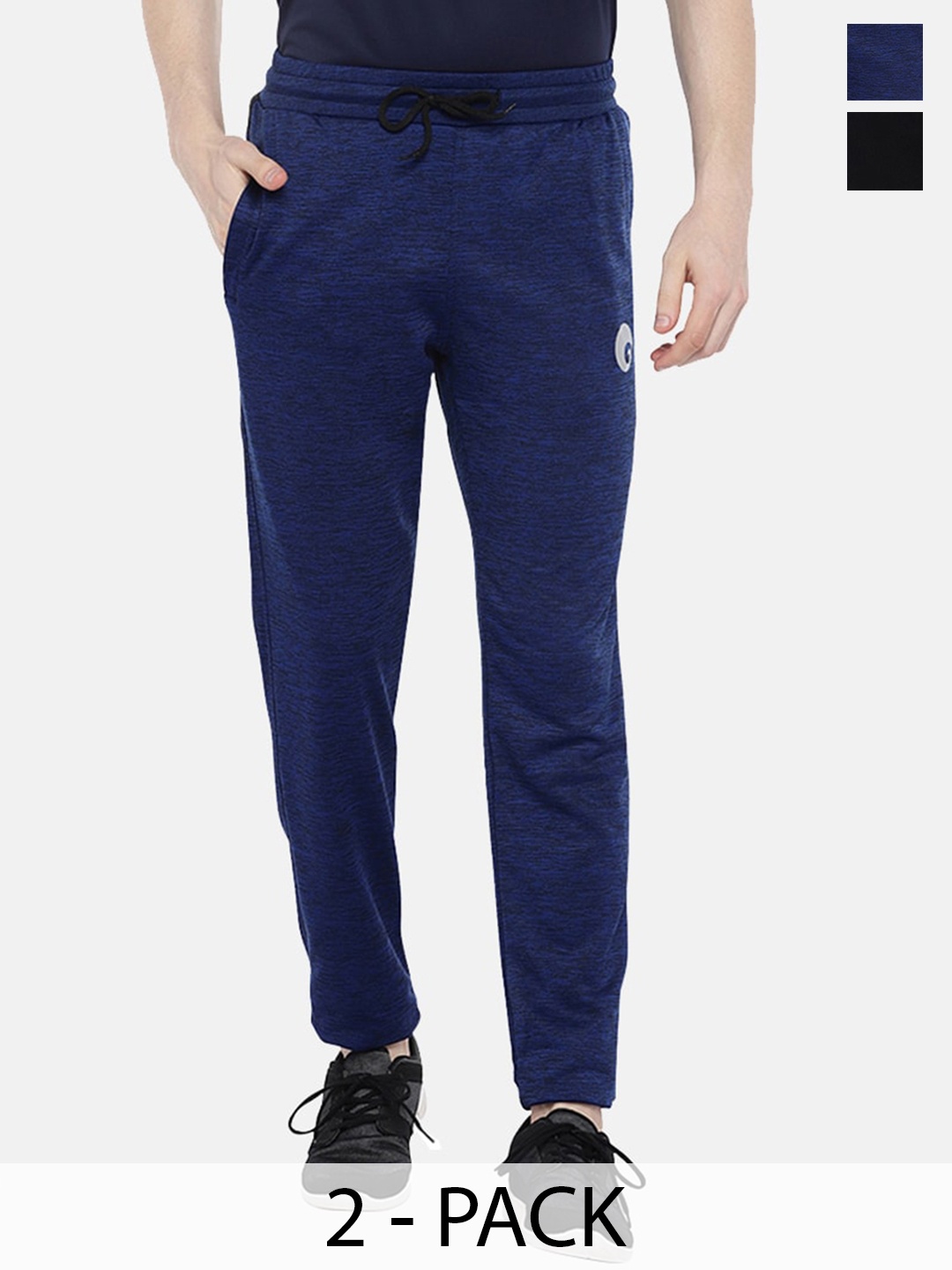 

Omtex Men Pack Of 2 Mid Rise Track Pants, Blue
