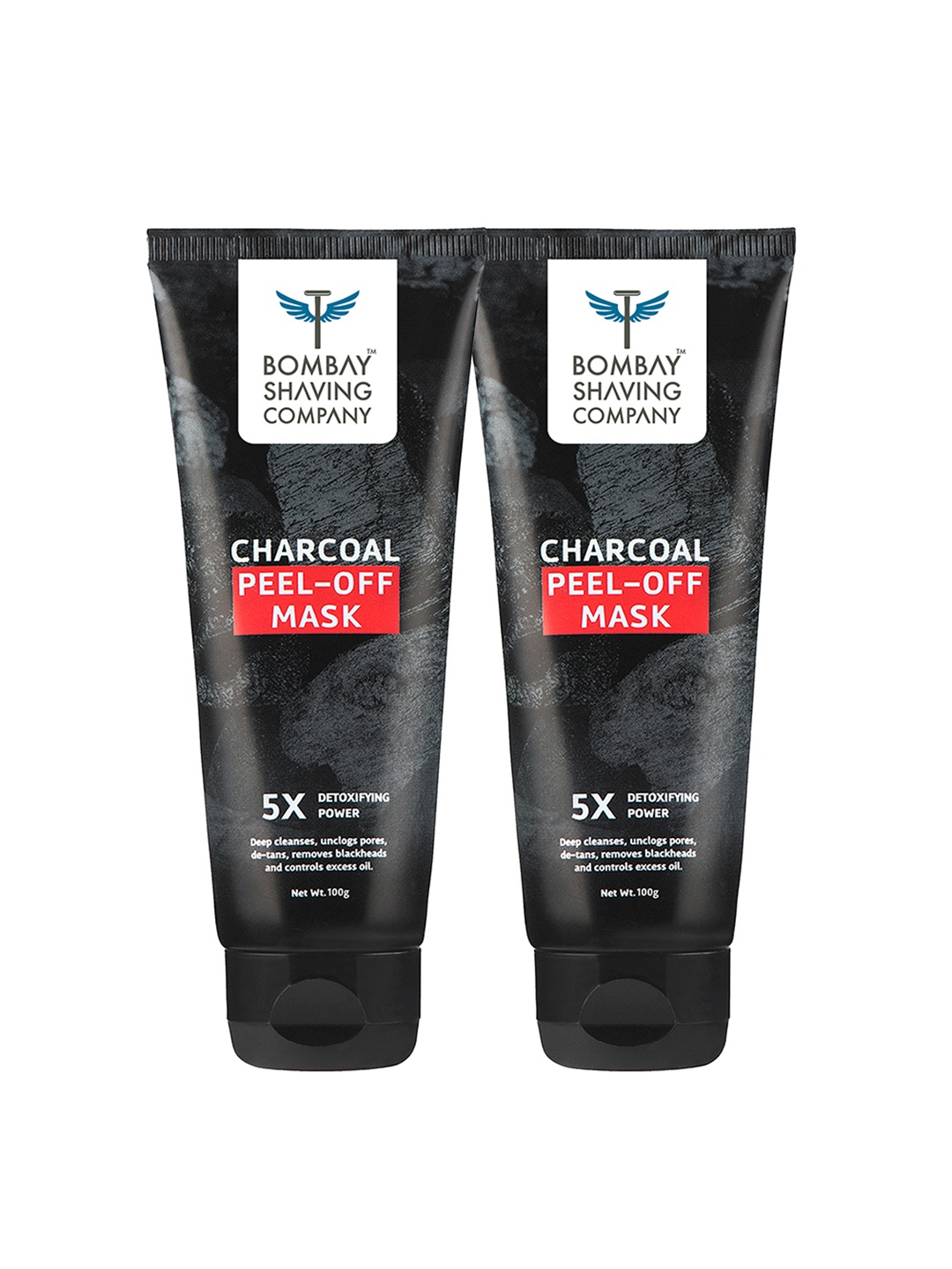 

Bombay Shaving Company Men Set of 2 Charcoal Peel Off Mask to Unclog Pores - 100 g Each, Black